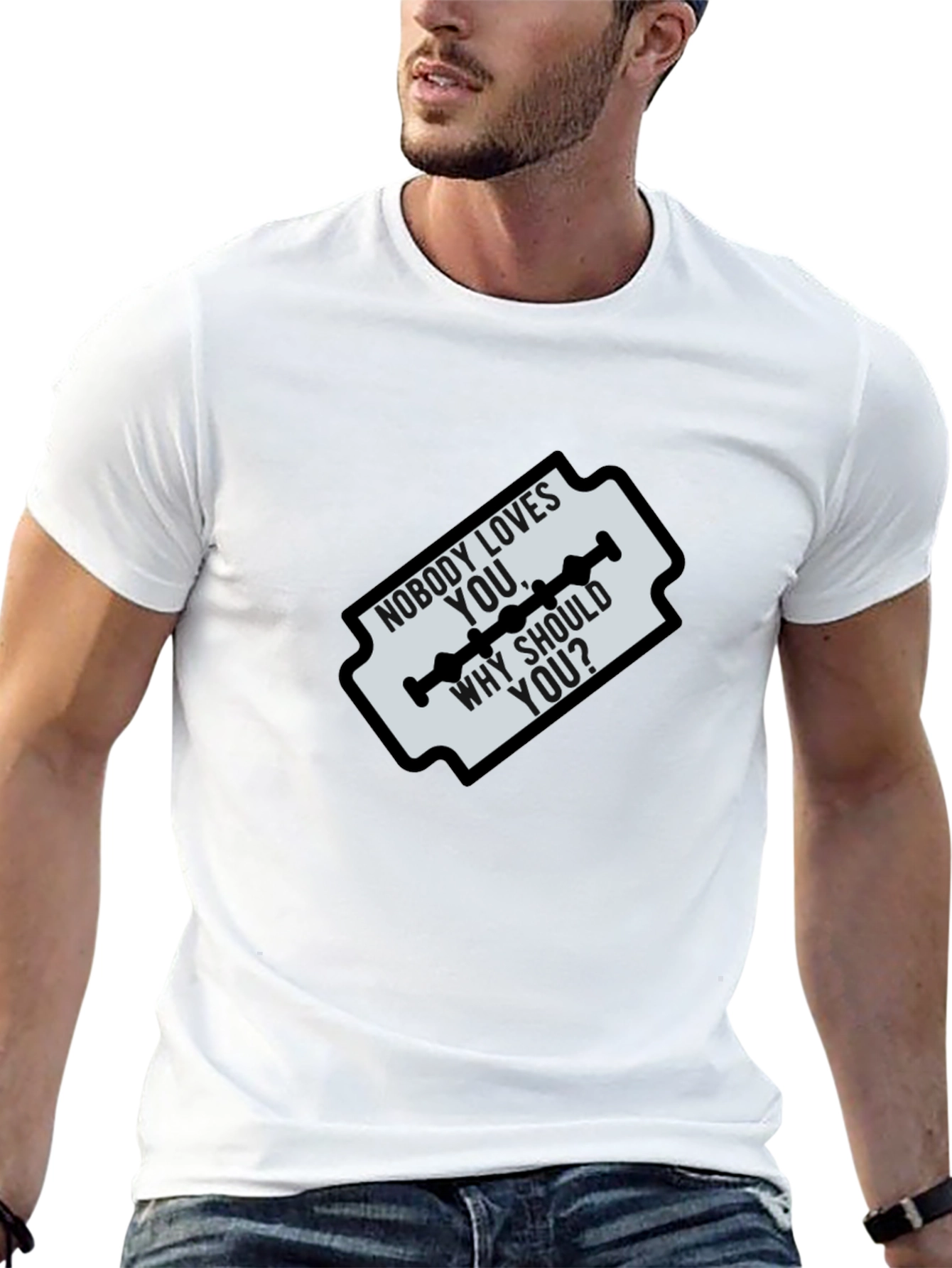 Edgy Graphic Tee - Nobody Loves You Design