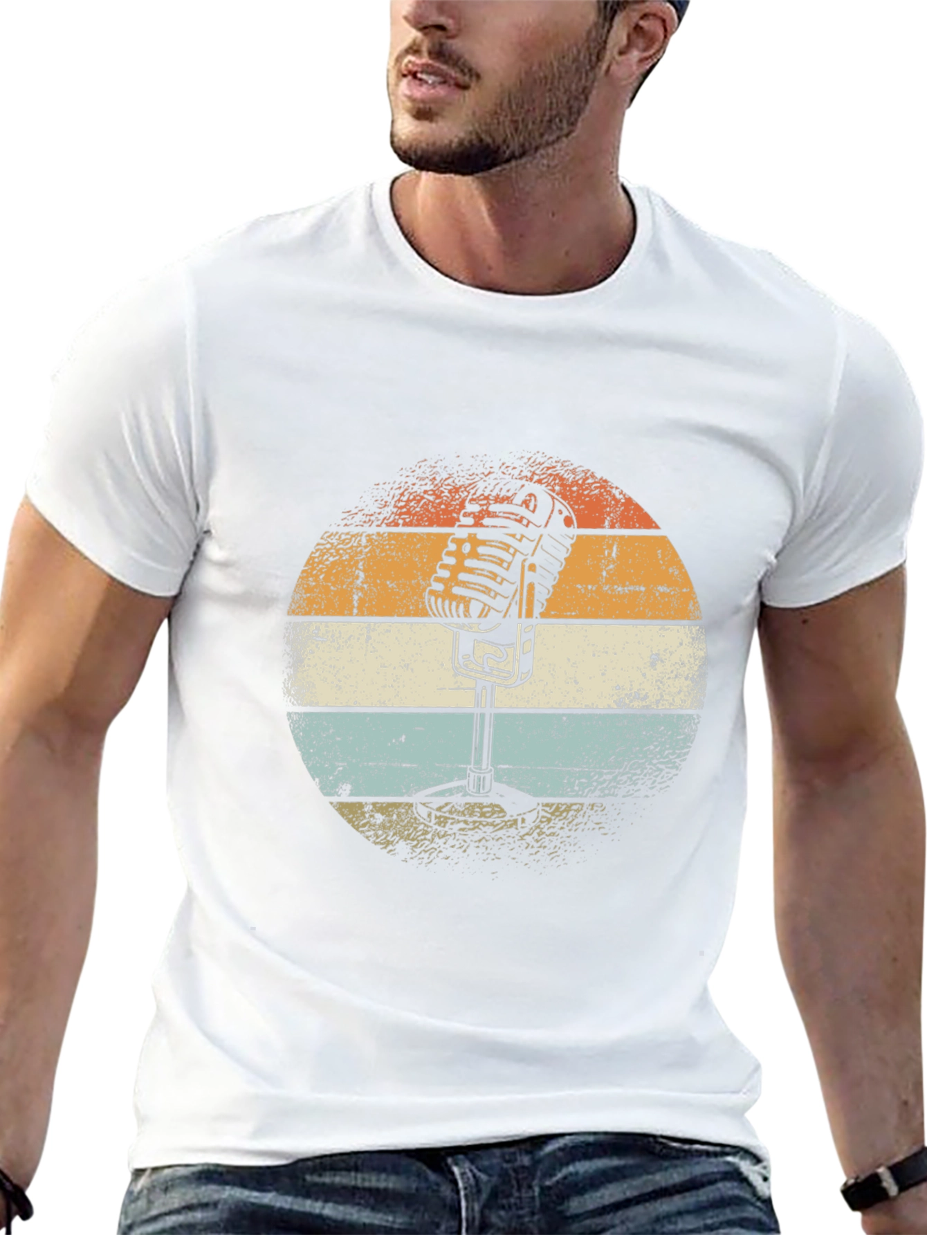 Retro Microphone Graphic Tee - Classic Style