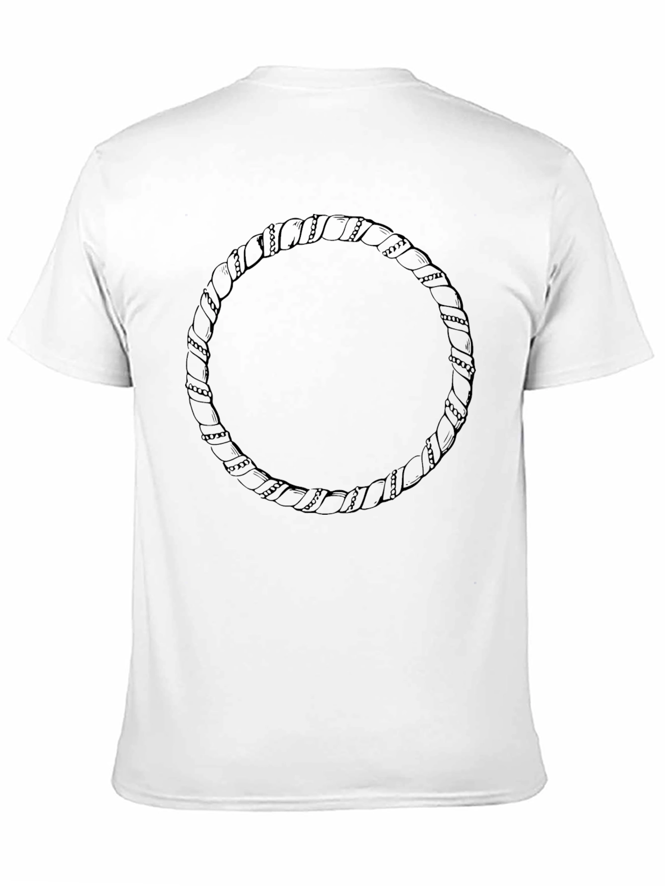 Minimalist Black T-Shirt with Rope Circle Design