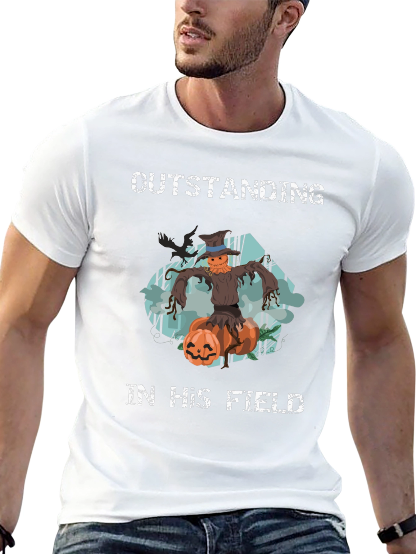 Outstanding in His Field Scarecrow Halloween T-Shirt