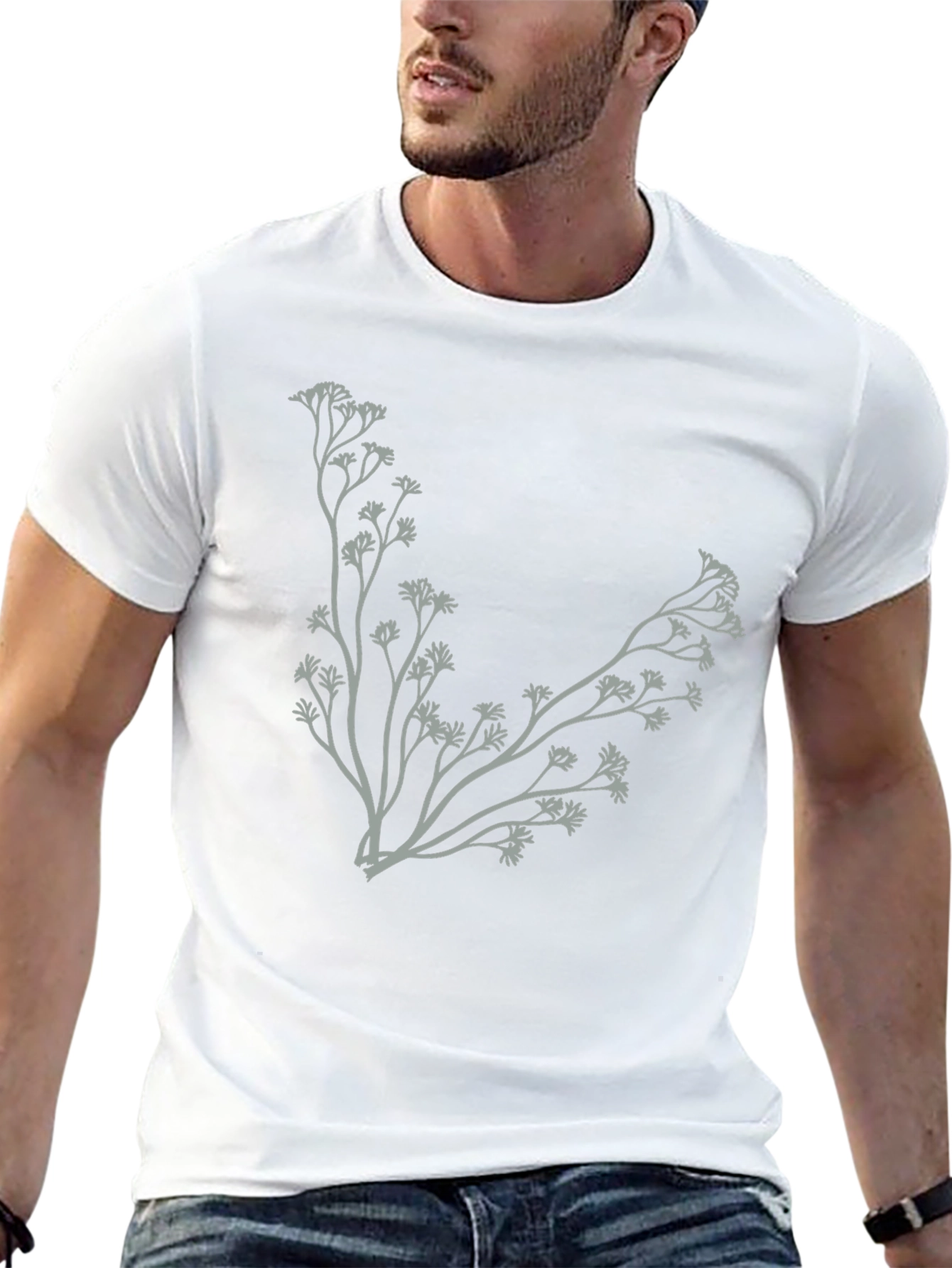 Botanical Branch Graphic Black T-Shirt