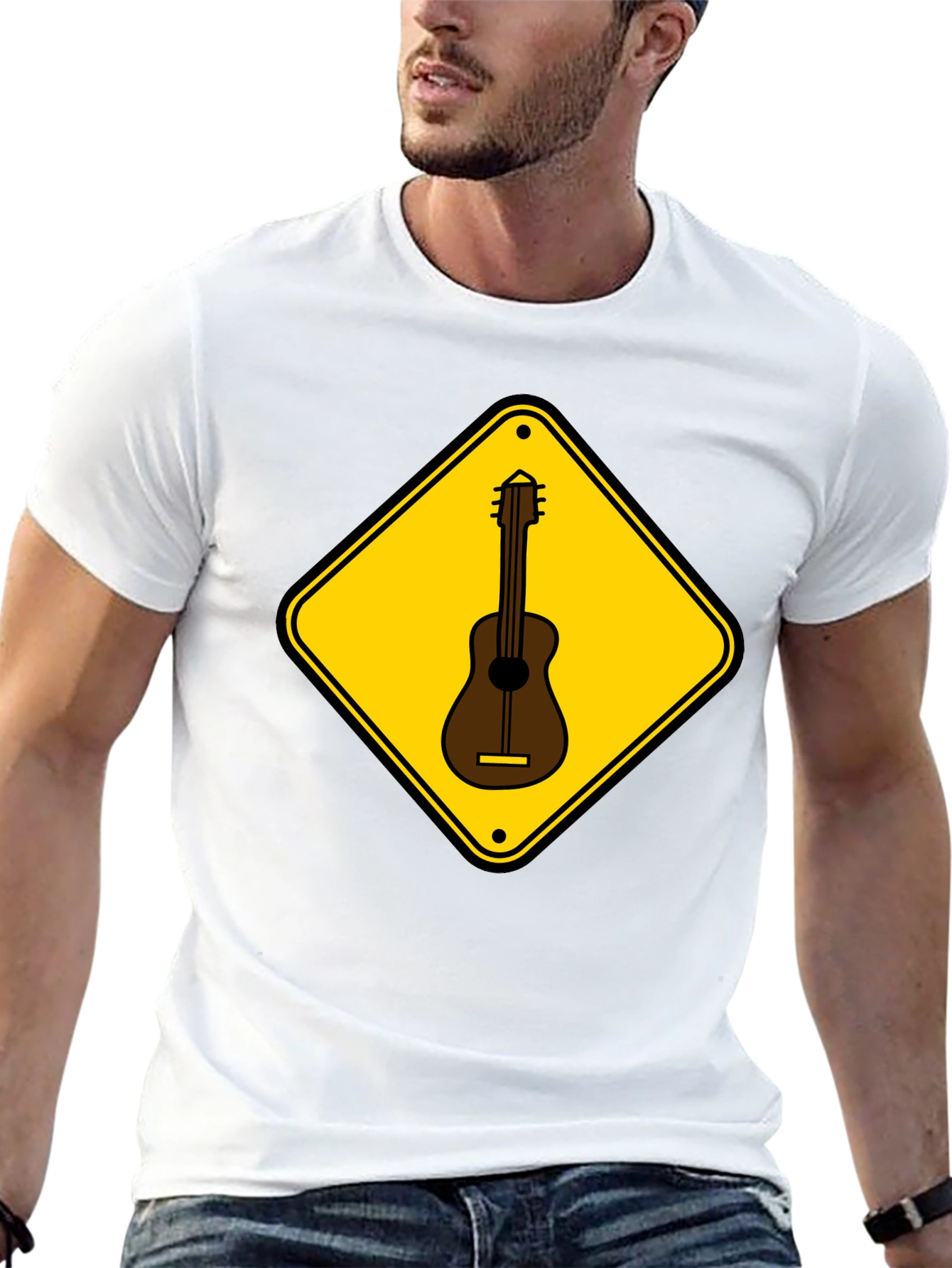 Guitar Crossing Black T-Shirt - Musician Style