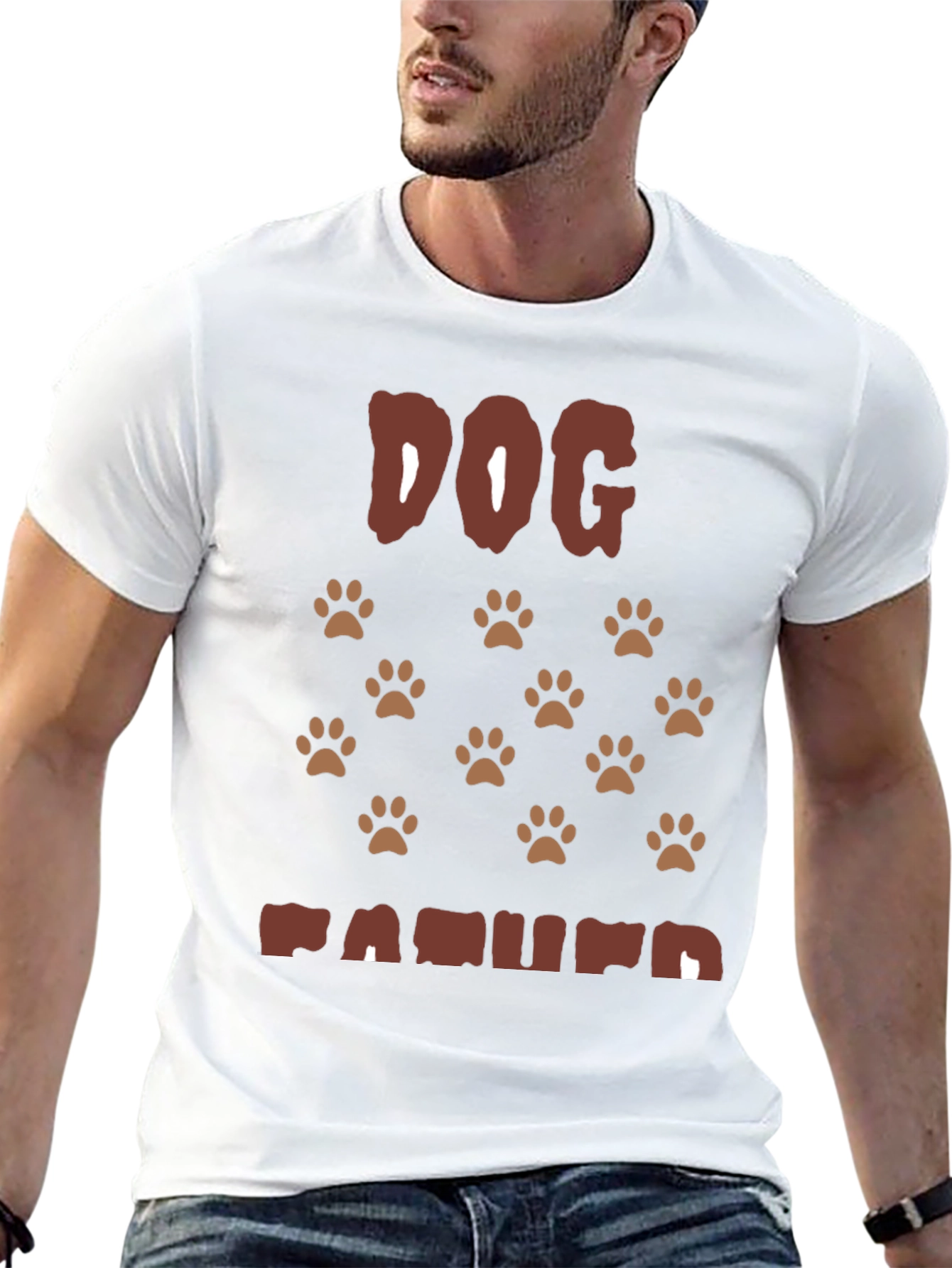 Dog Paw Print T-Shirt - Casual Crew Neck Tee
