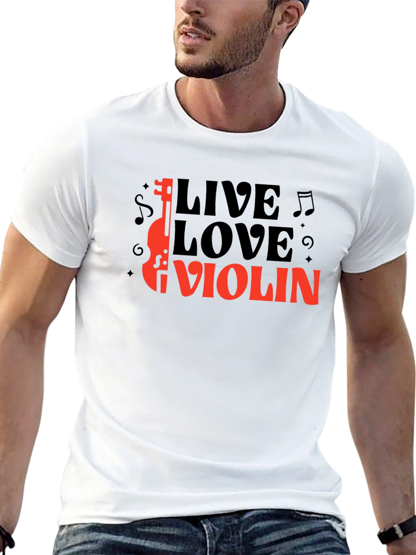 Live Love Violin Black Graphic T-Shirt