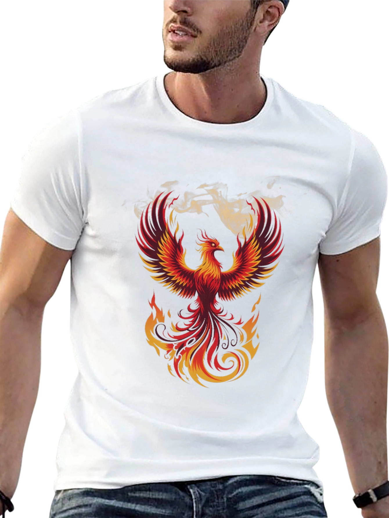 Fiery Phoenix Graphic T-Shirt - Bold Black Tee