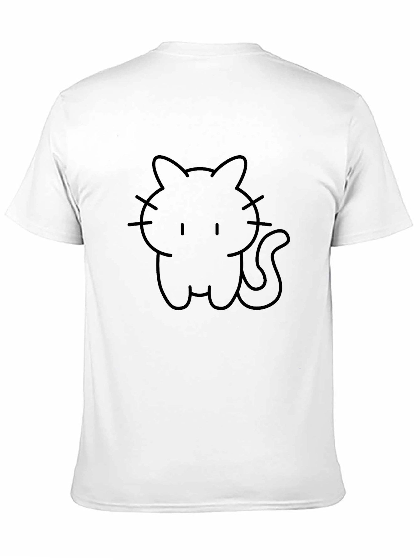Cute Black Cat T-Shirt - Line Art Design