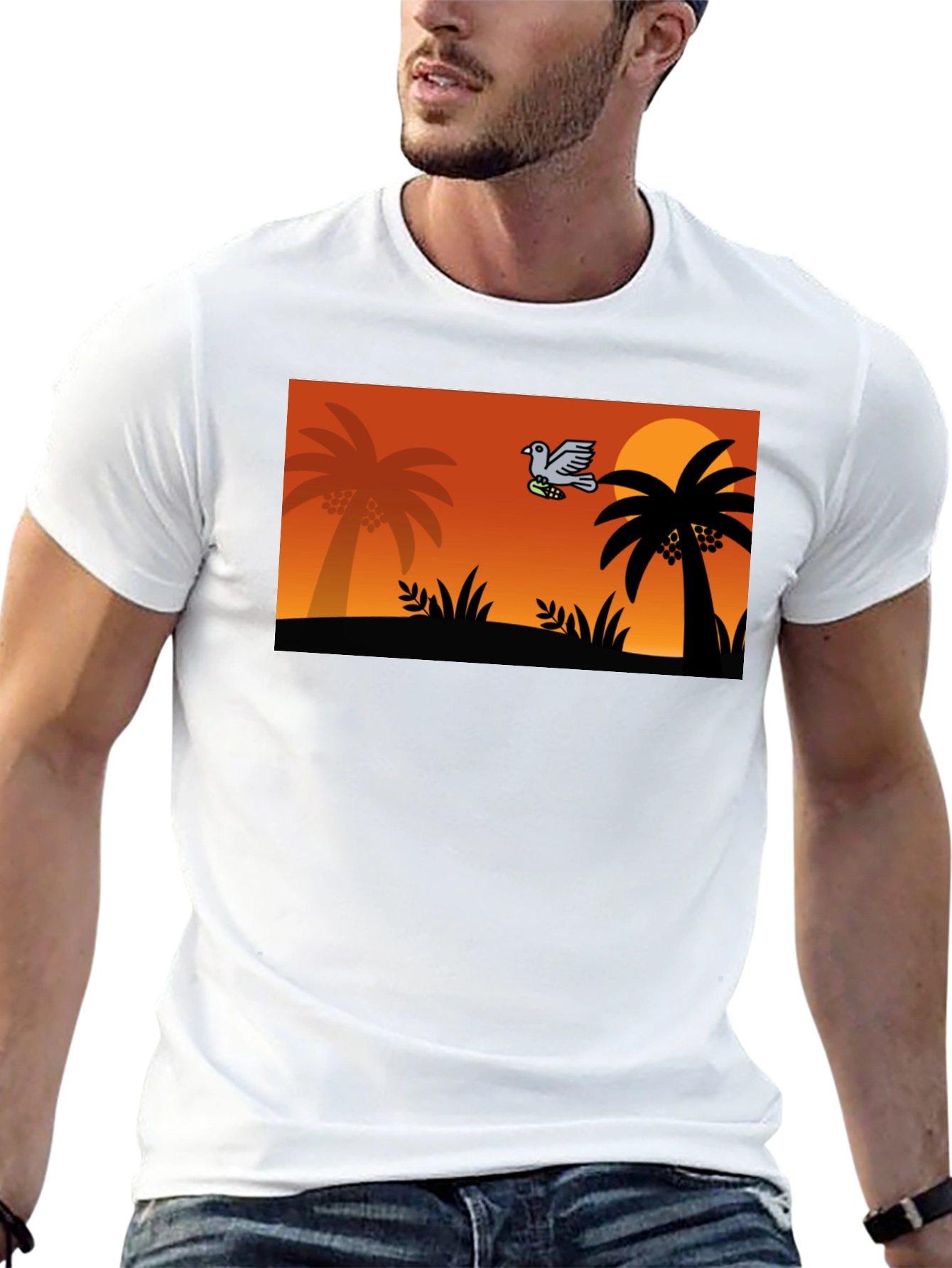 Tropical Sunset Bird Graphic Tee