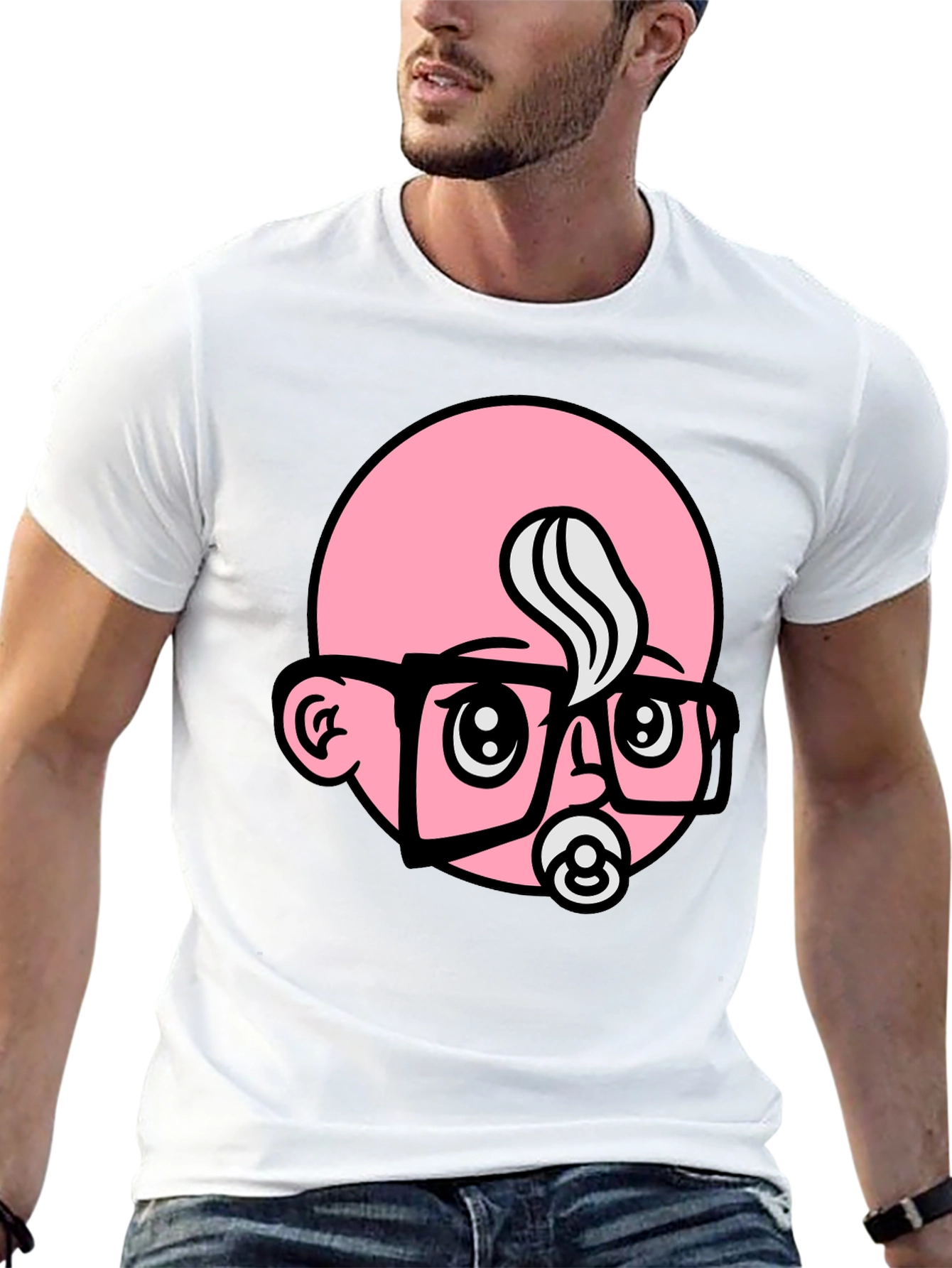 Funny Baby Face Graphic Tee - Black Cotton Blend