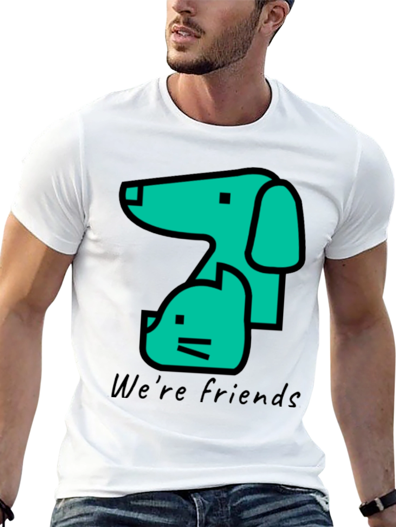 Dog and Cat Friends Black T-Shirt