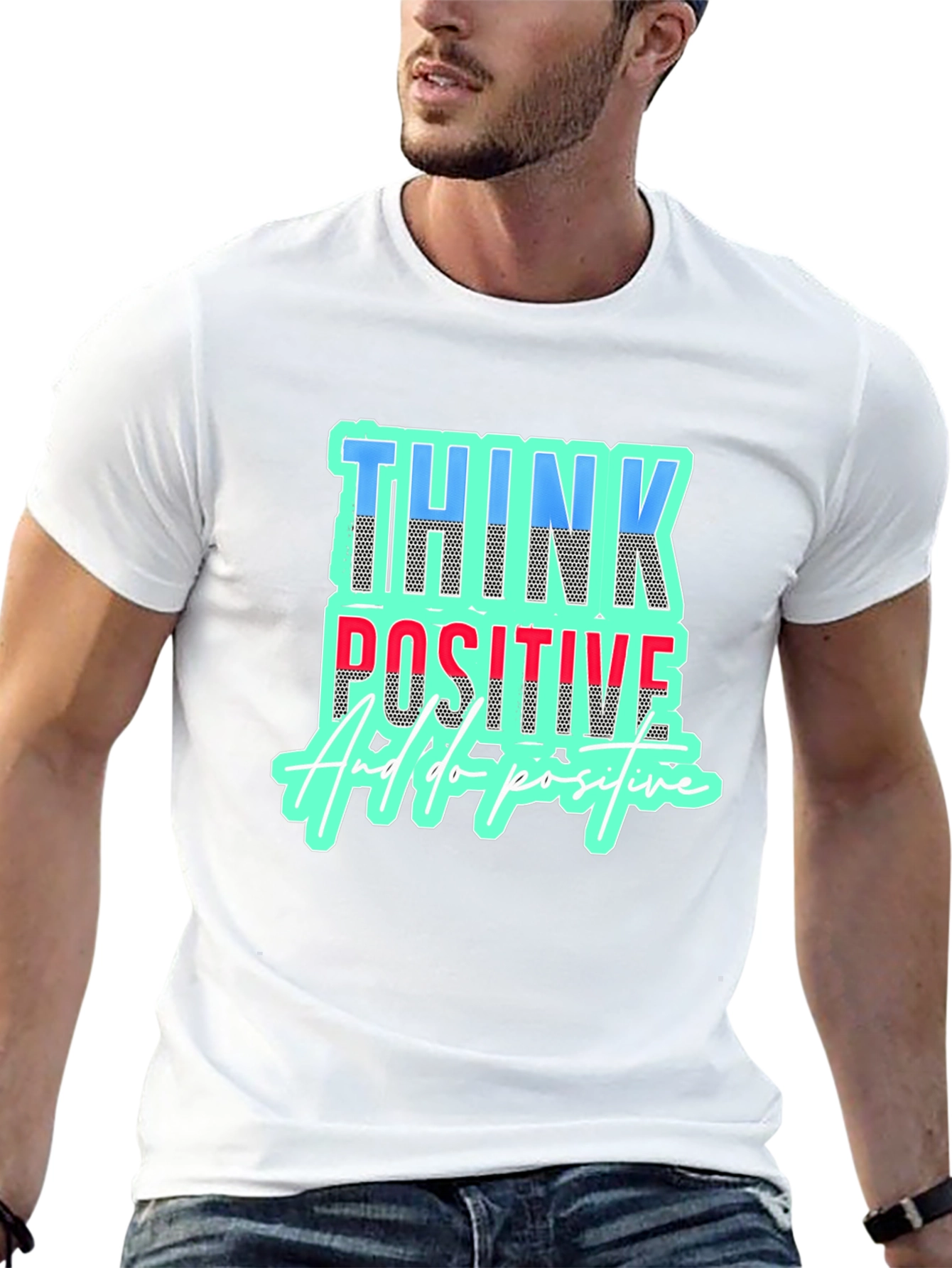 Think Positive Black Graphic Tee