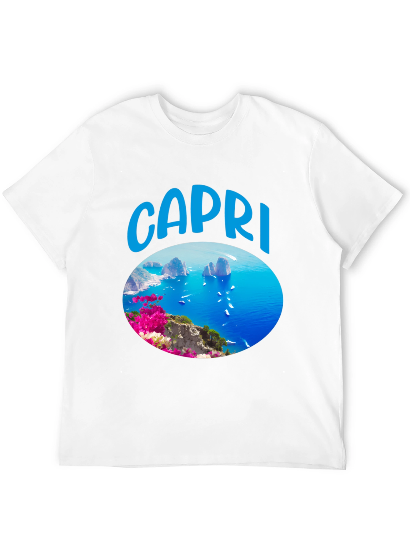 Capri Island Scenic Graphic Tee - Black
