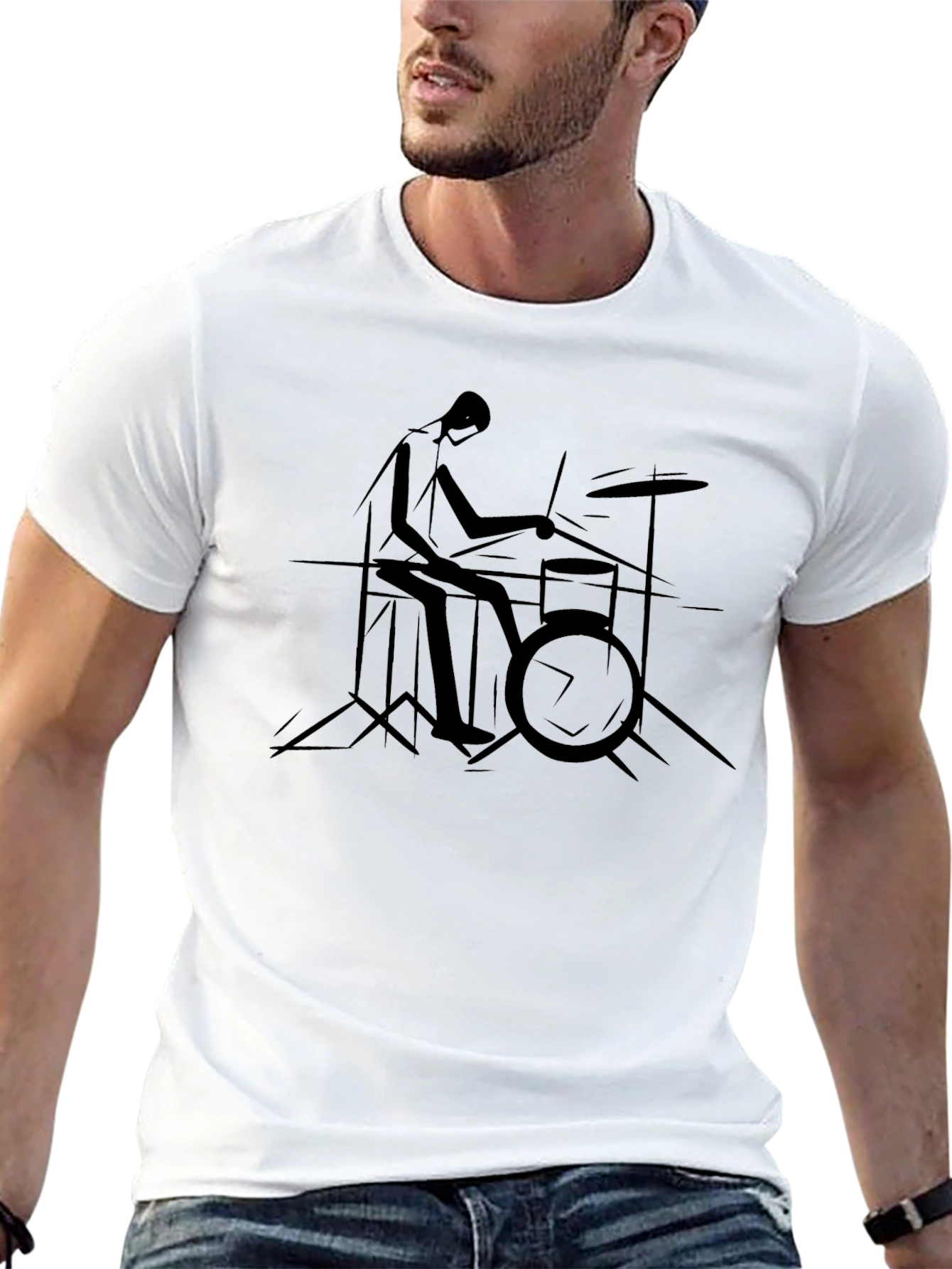 Drummer Graphic Tee - Stylish Black T-Shirt