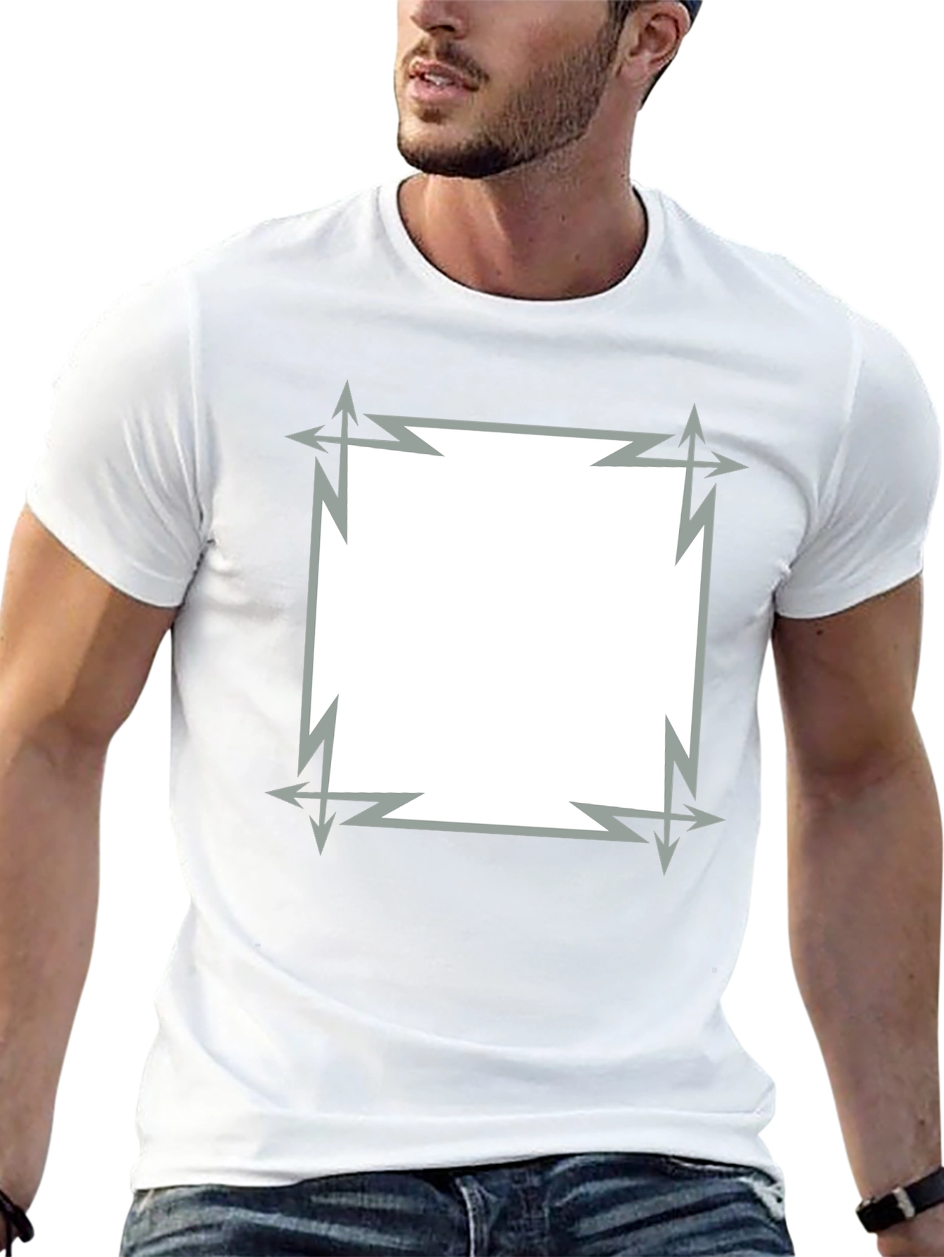 Edgy Graphic Tee - Black T-Shirt with Square Design