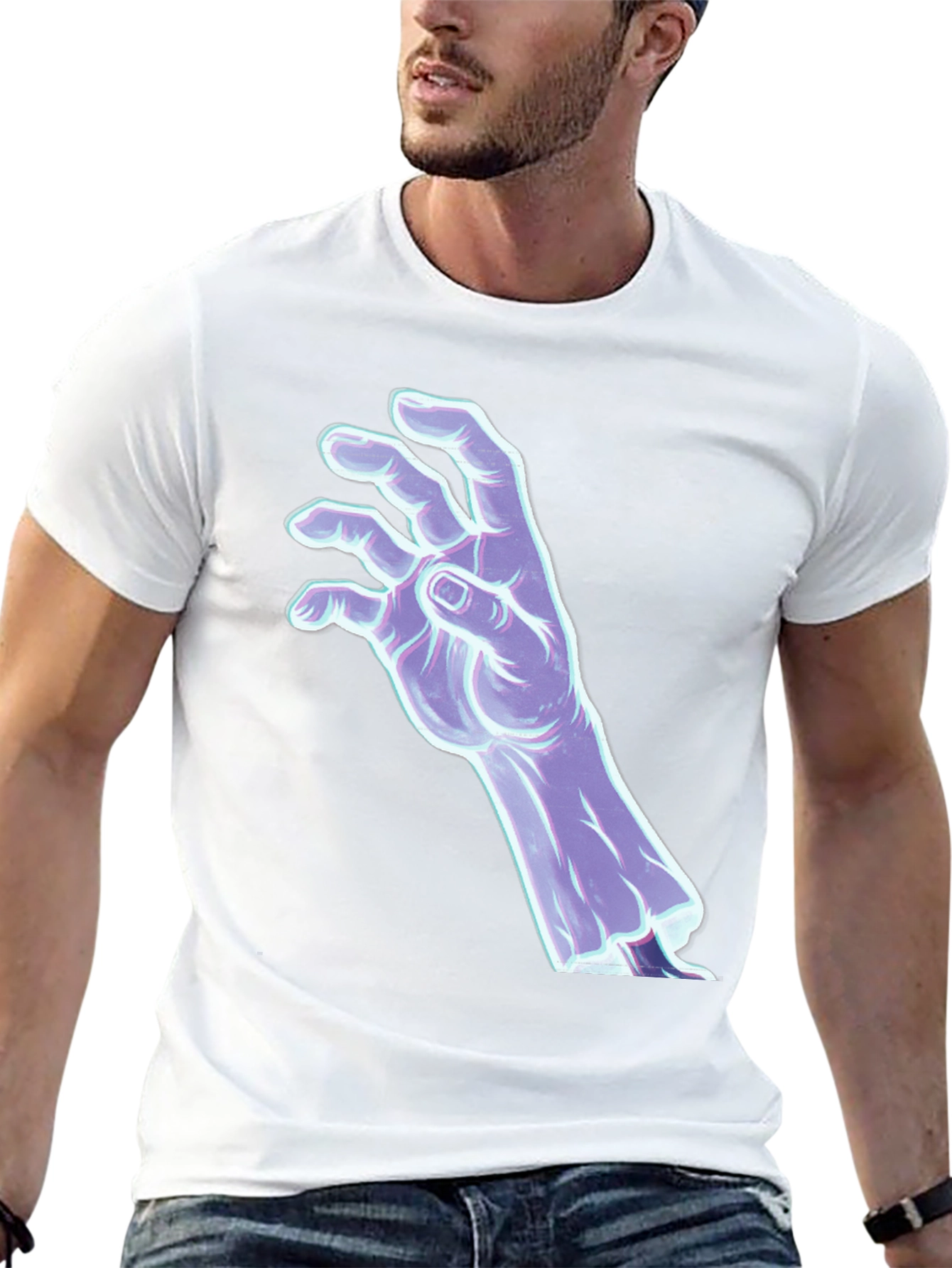 Mystic Hand Graphic Tee - Black Cotton T-Shirt