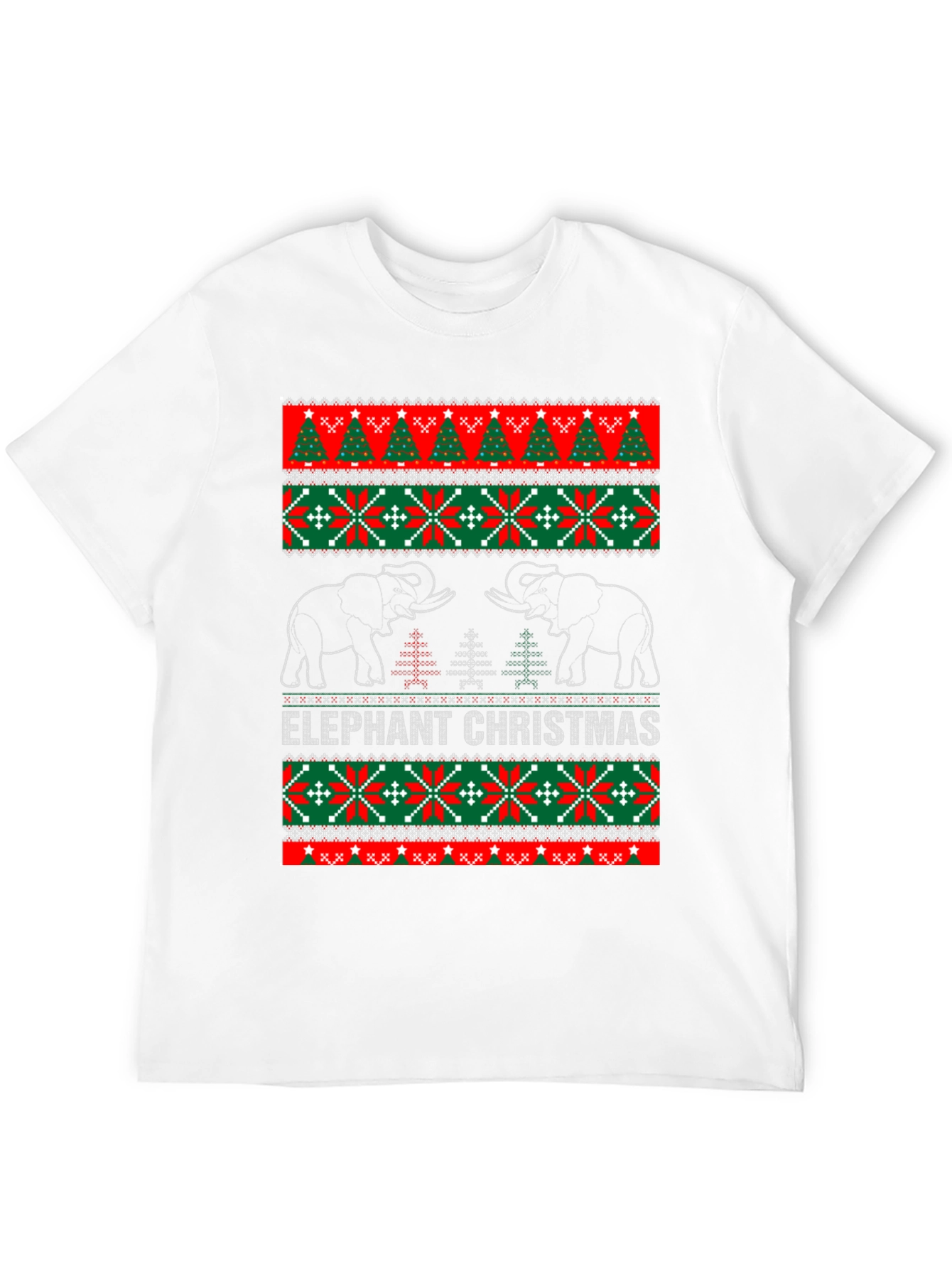 Elephant Christmas Sweater Pattern T-Shirt