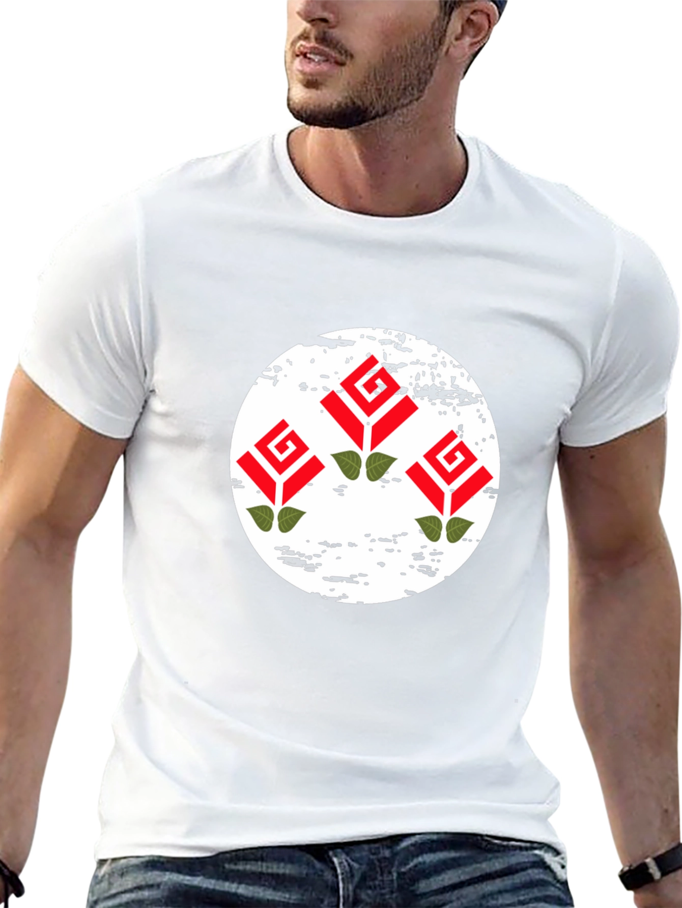 Modern Roses Graphic Black T-Shirt