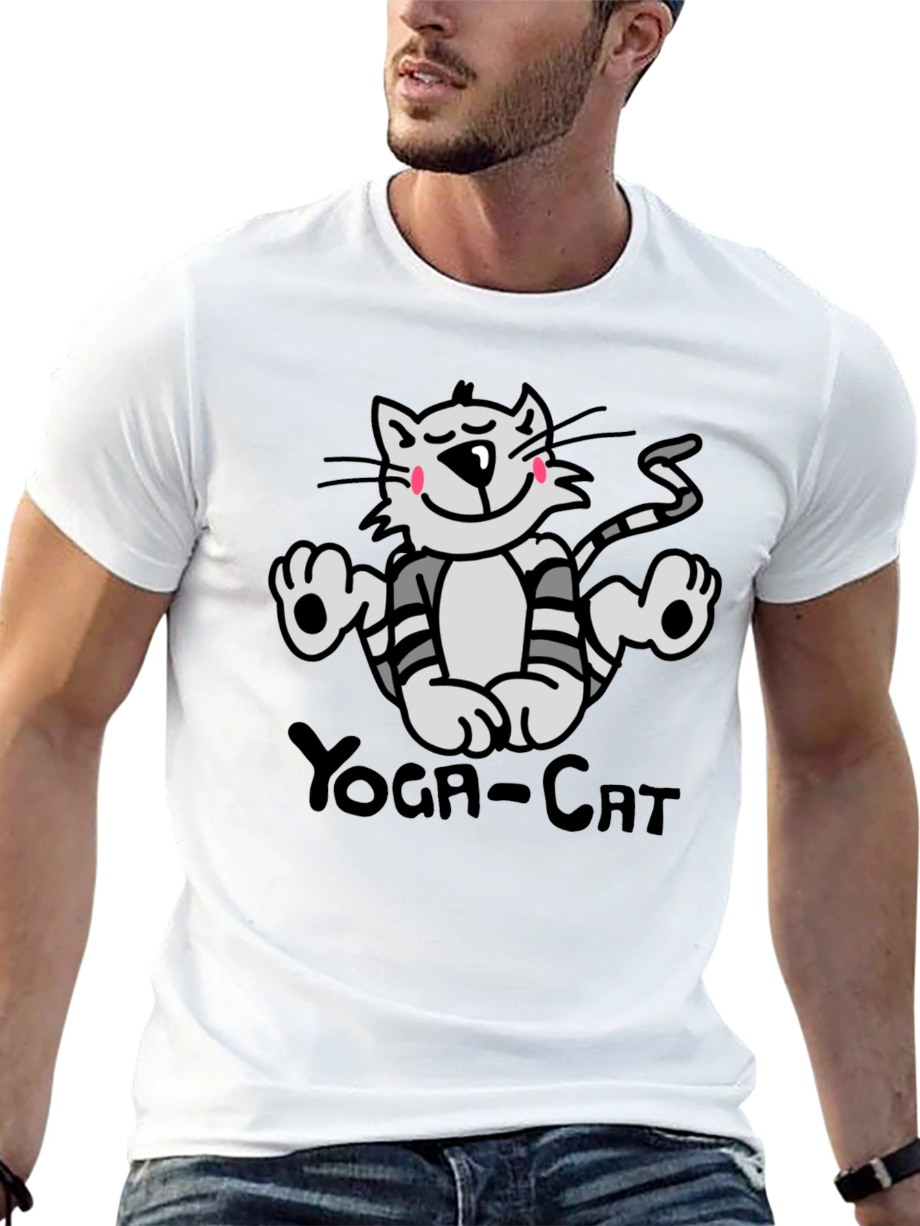 Yoga Cat Graphic T-Shirt - Black
