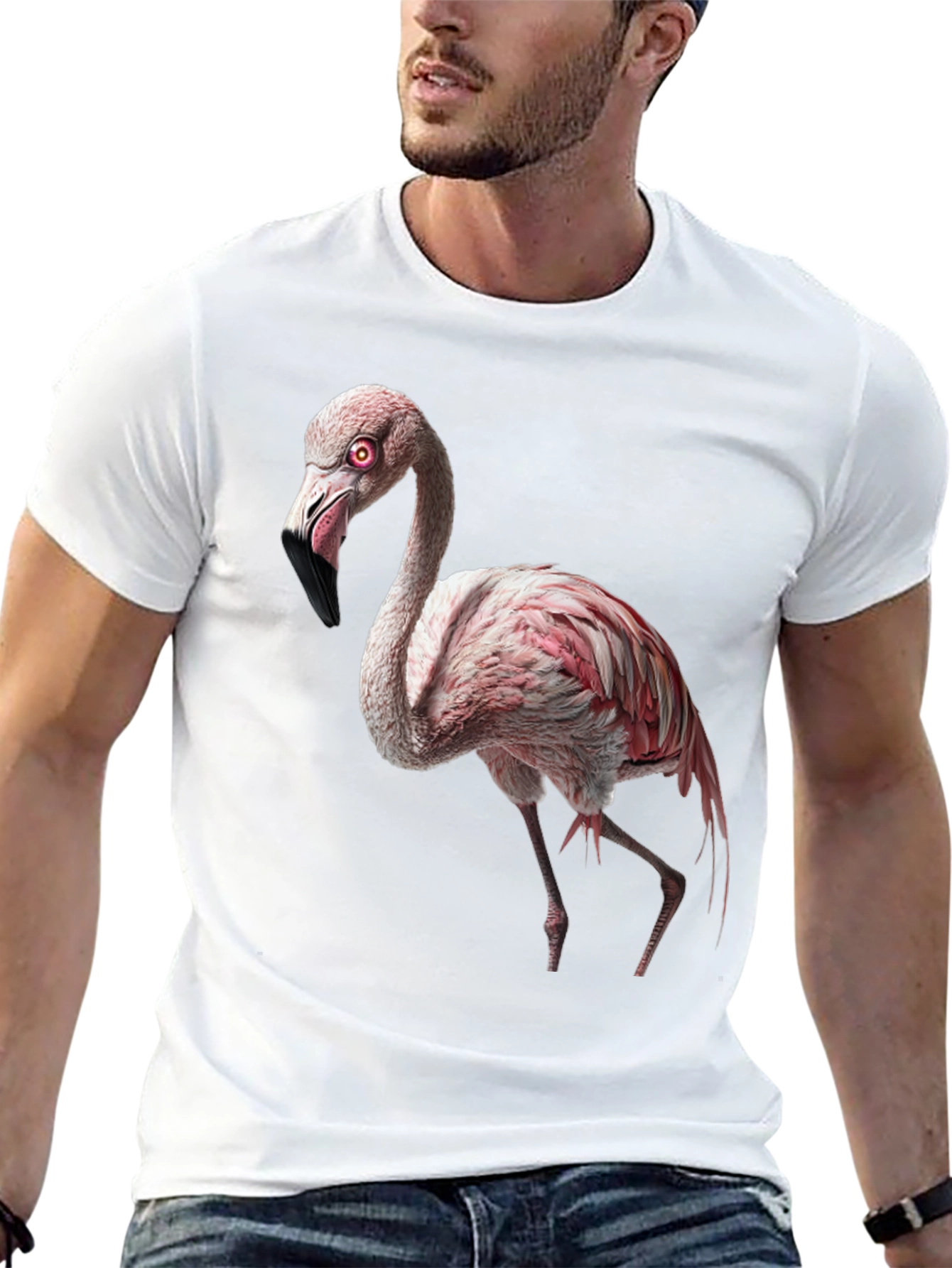 Flamingo Graphic Tee - Black Cotton Shirt