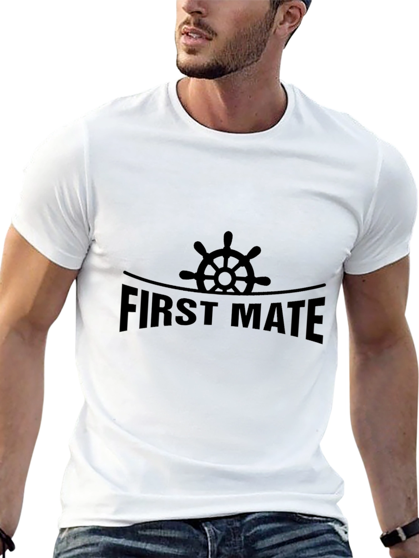 First Mate Black T-Shirt - Nautical Design