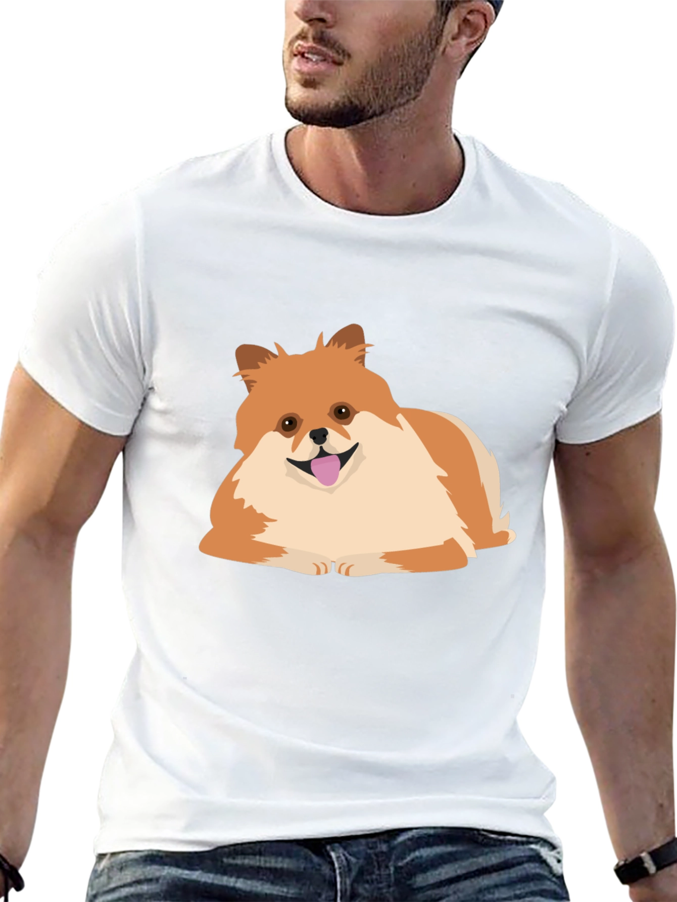 Pomeranian Dog Graphic Tee - Black Cotton Comfort