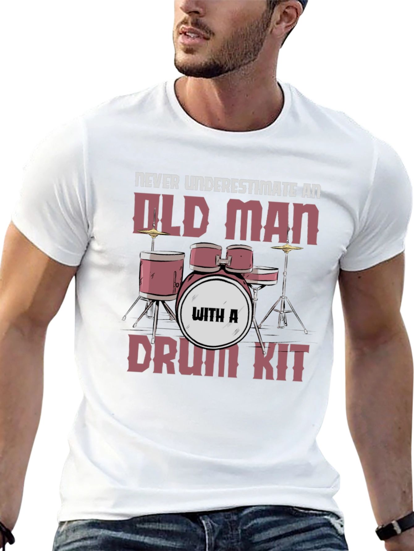Old Man Drum Kit T-Shirt - Musician Gift