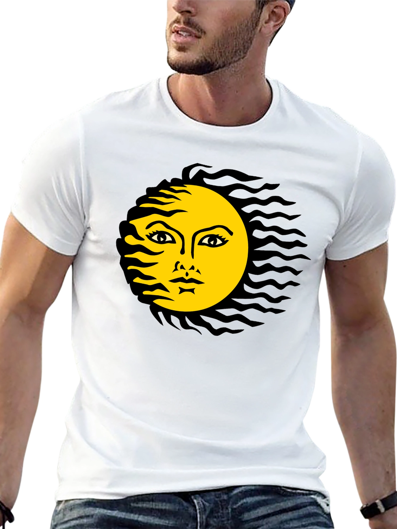 Black T-Shirt with Sun Graphic