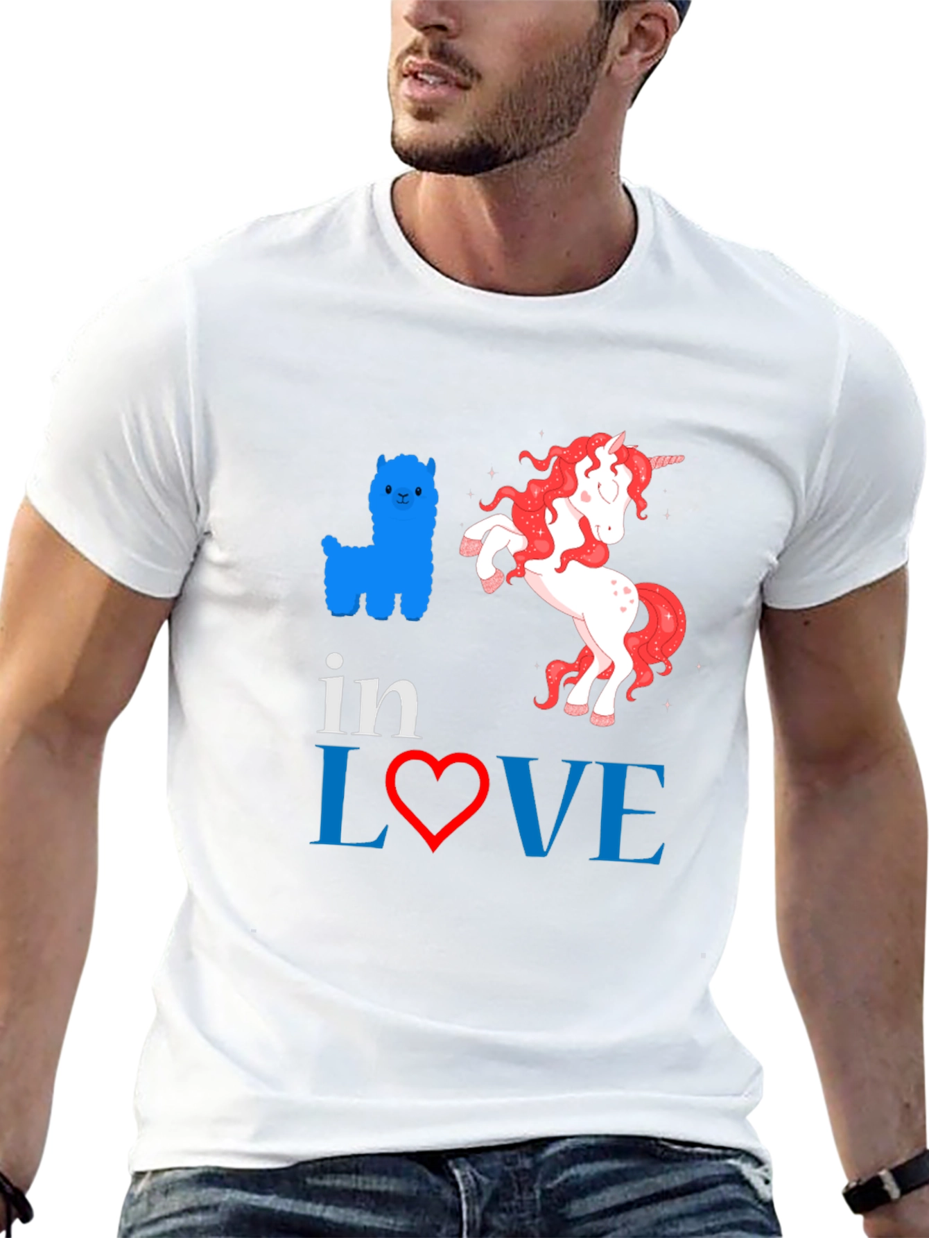 In Love Alpaca Unicorn Graphic Tee