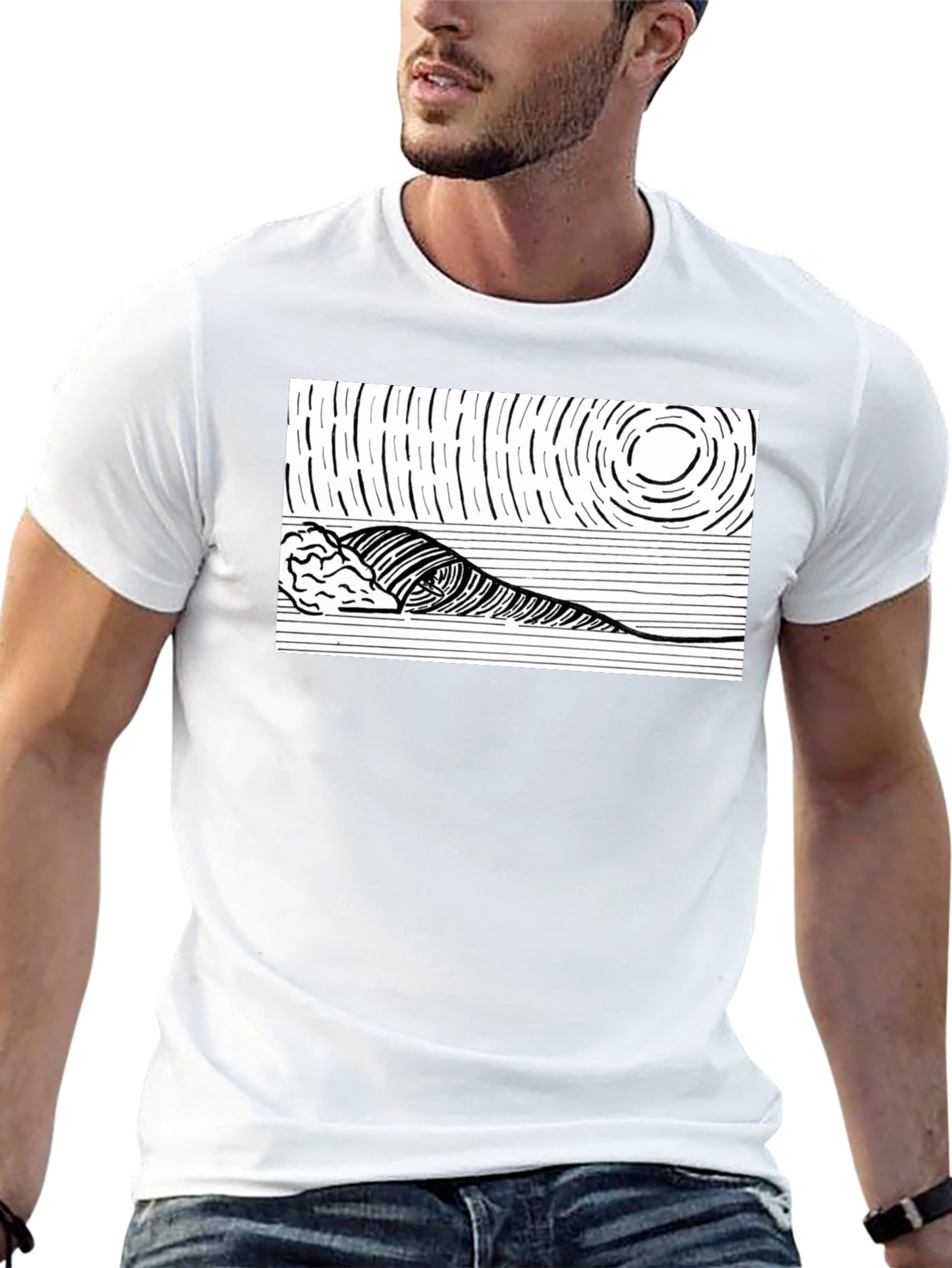 Ocean Wave Graphic Tee - Black