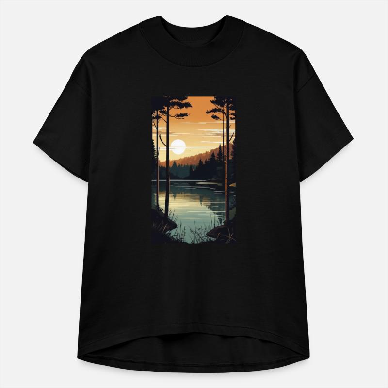 tranquil lake reflecting the surrounding forest