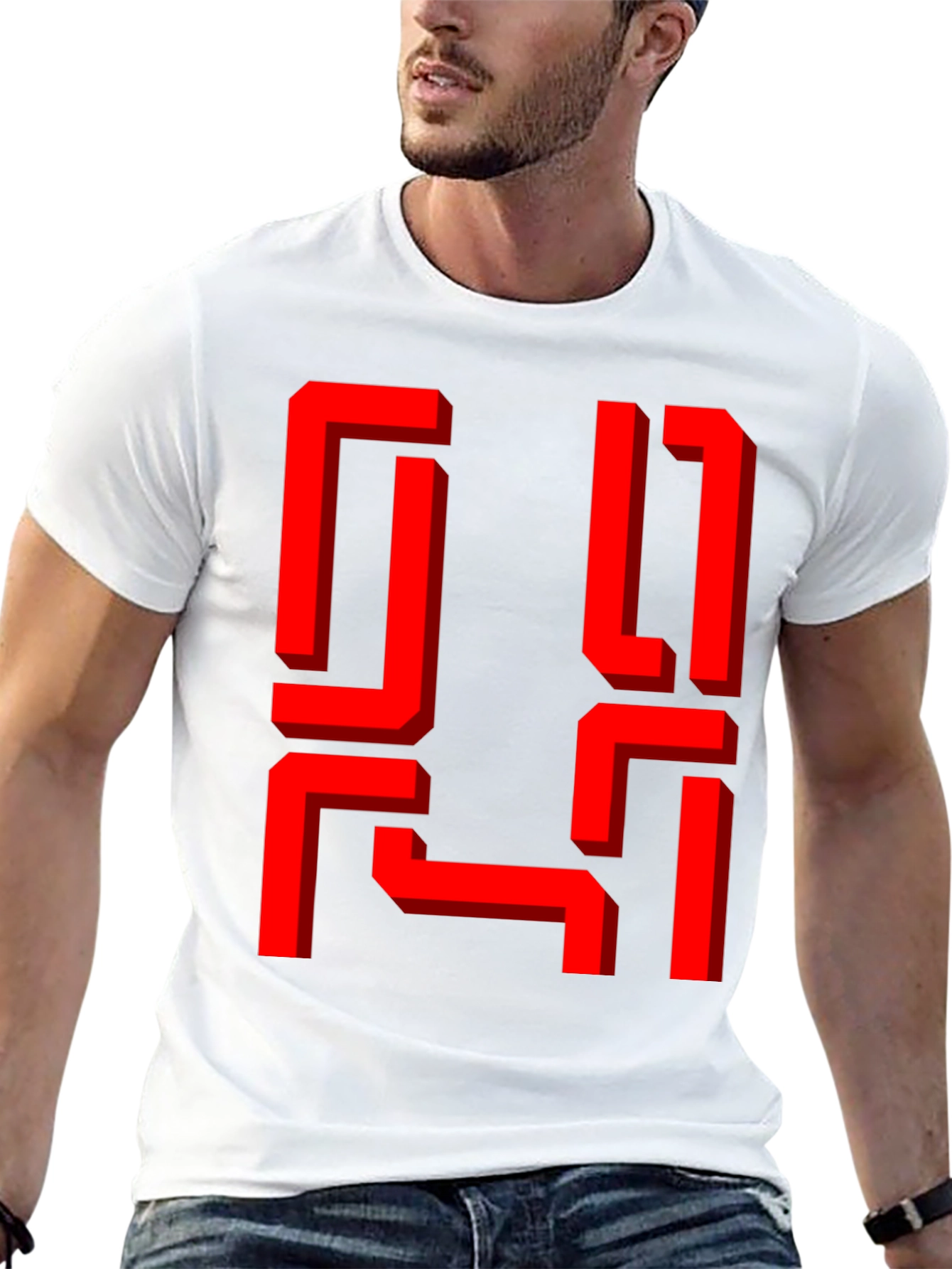 Retro Geometric Graphic Tee - Black