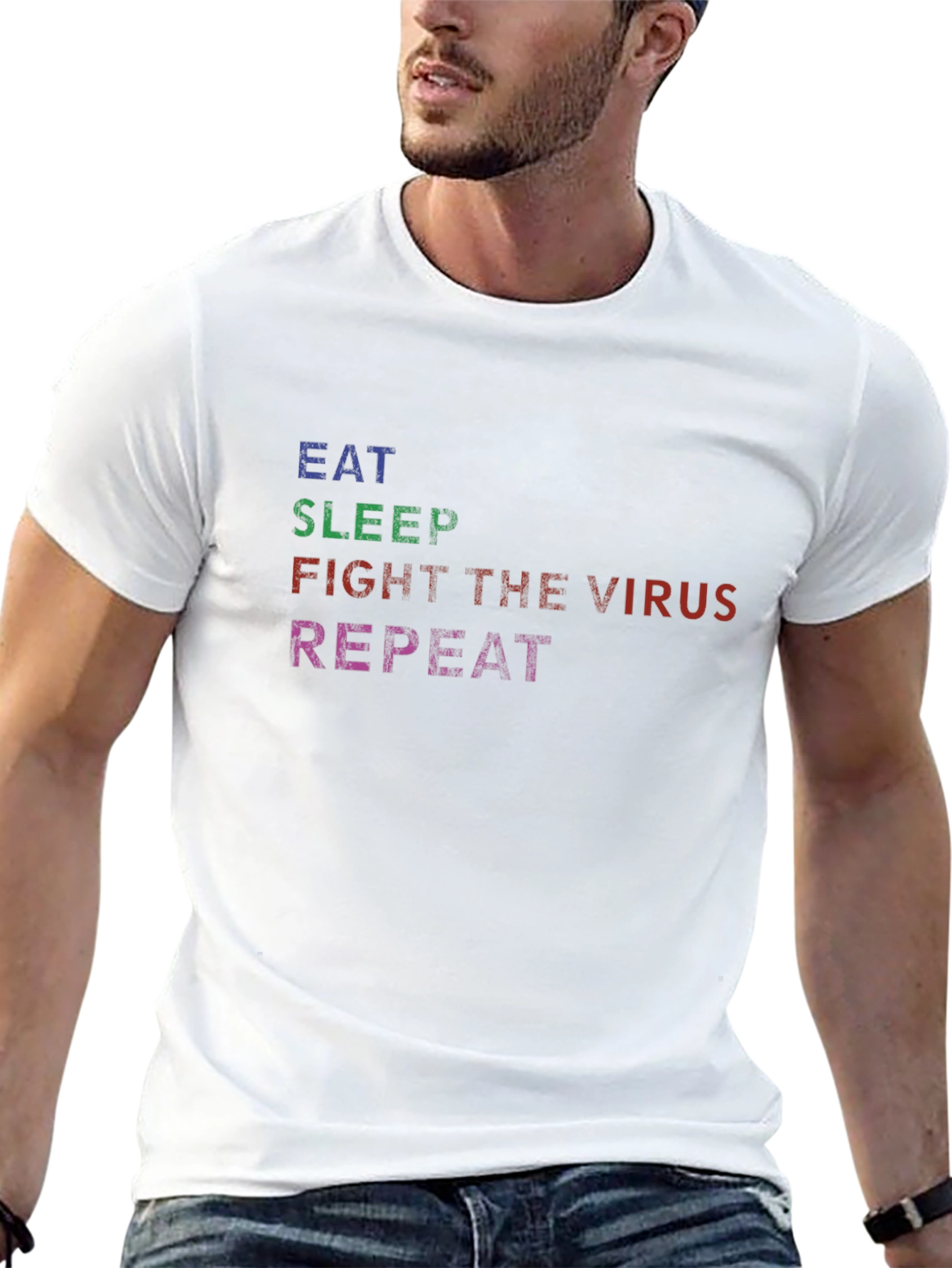 Eat Sleep Fight Virus Repeat Black Graphic Tee