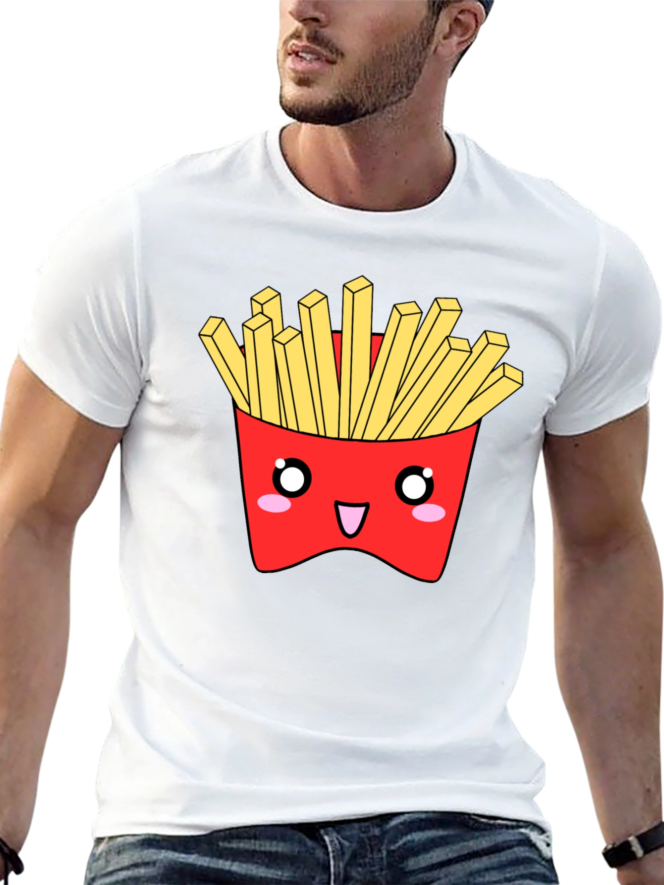 Kawaii Fries Graphic Tee - Black Cotton T-Shirt