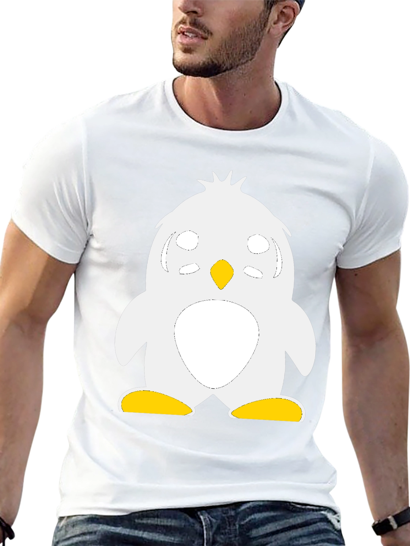 Cute Penguin Graphic Black T-Shirt
