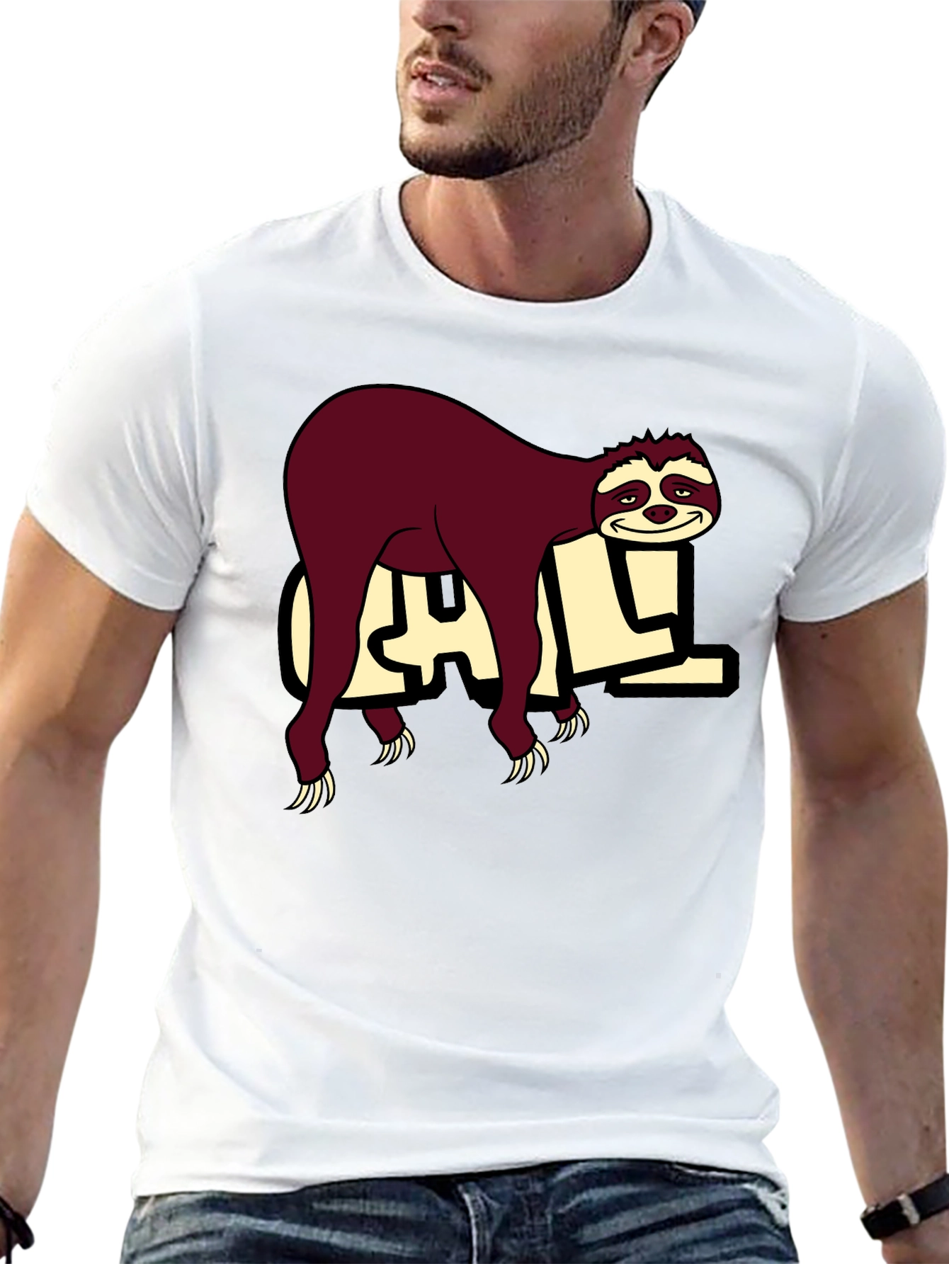 Chill Sloth Graphic Tee - Relaxed Style