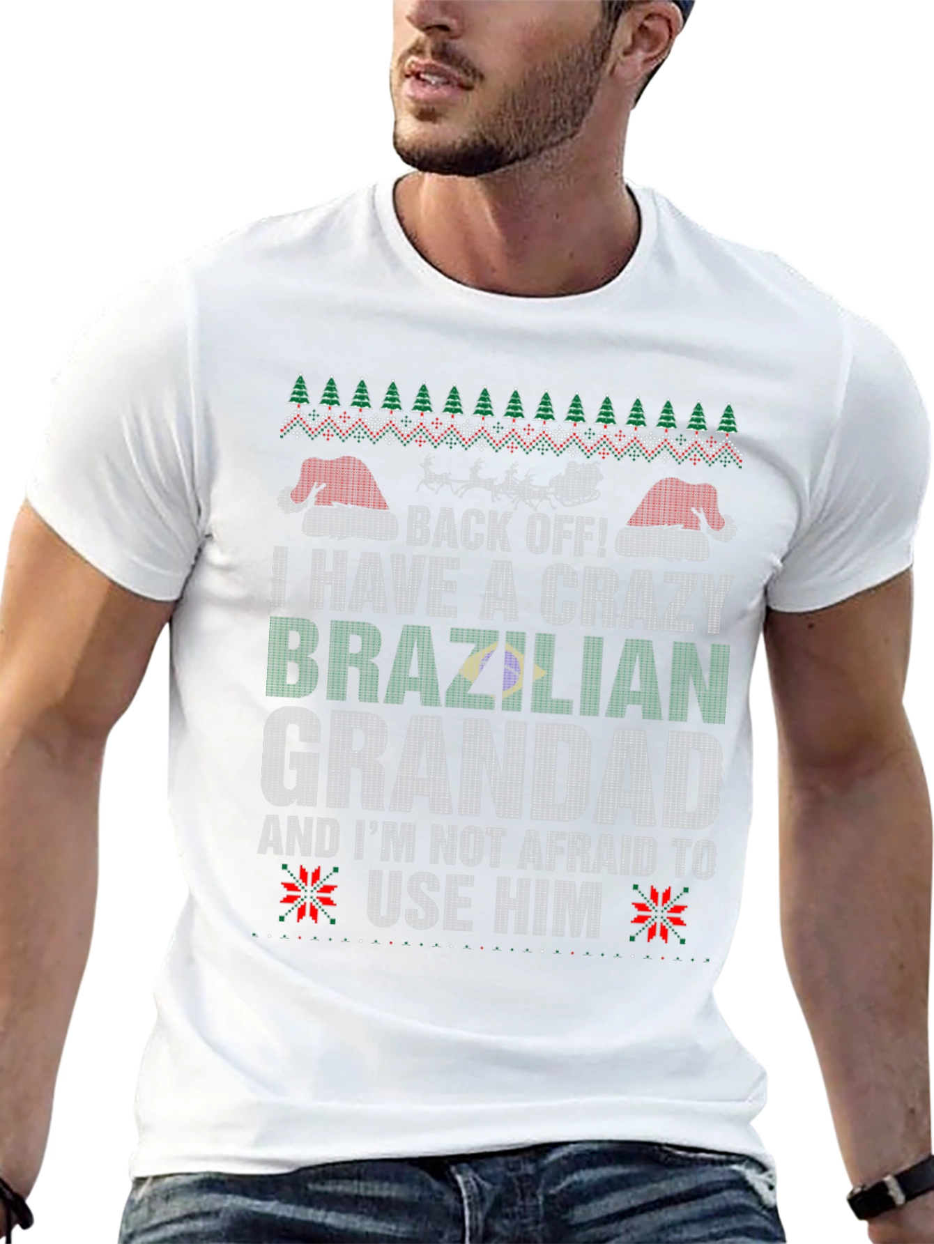 Crazy Brazilian Grandad Christmas Graphic Tee