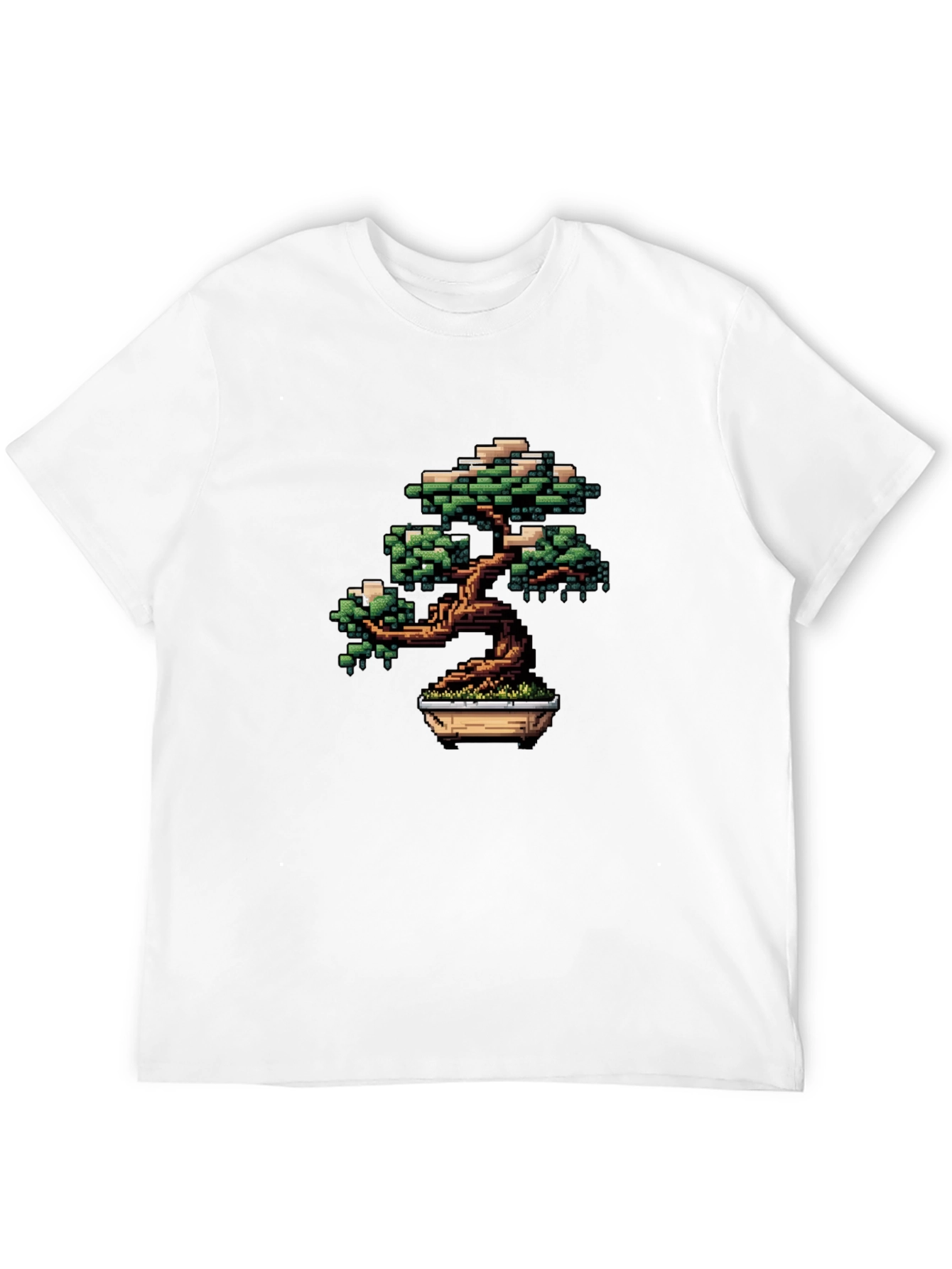 Pixel Art Bonsai Tree Black T-Shirt