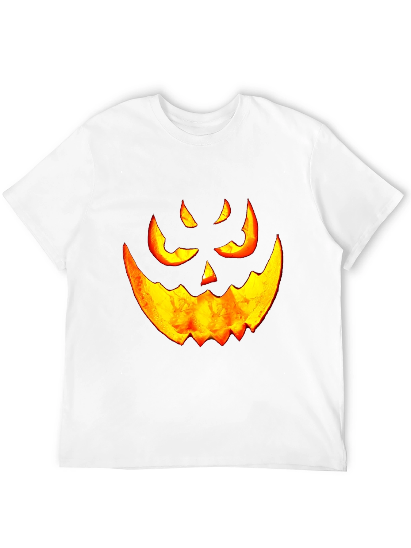 Halloween Pumpkin Face Graphic Tee - Black Cotton T-Shirt