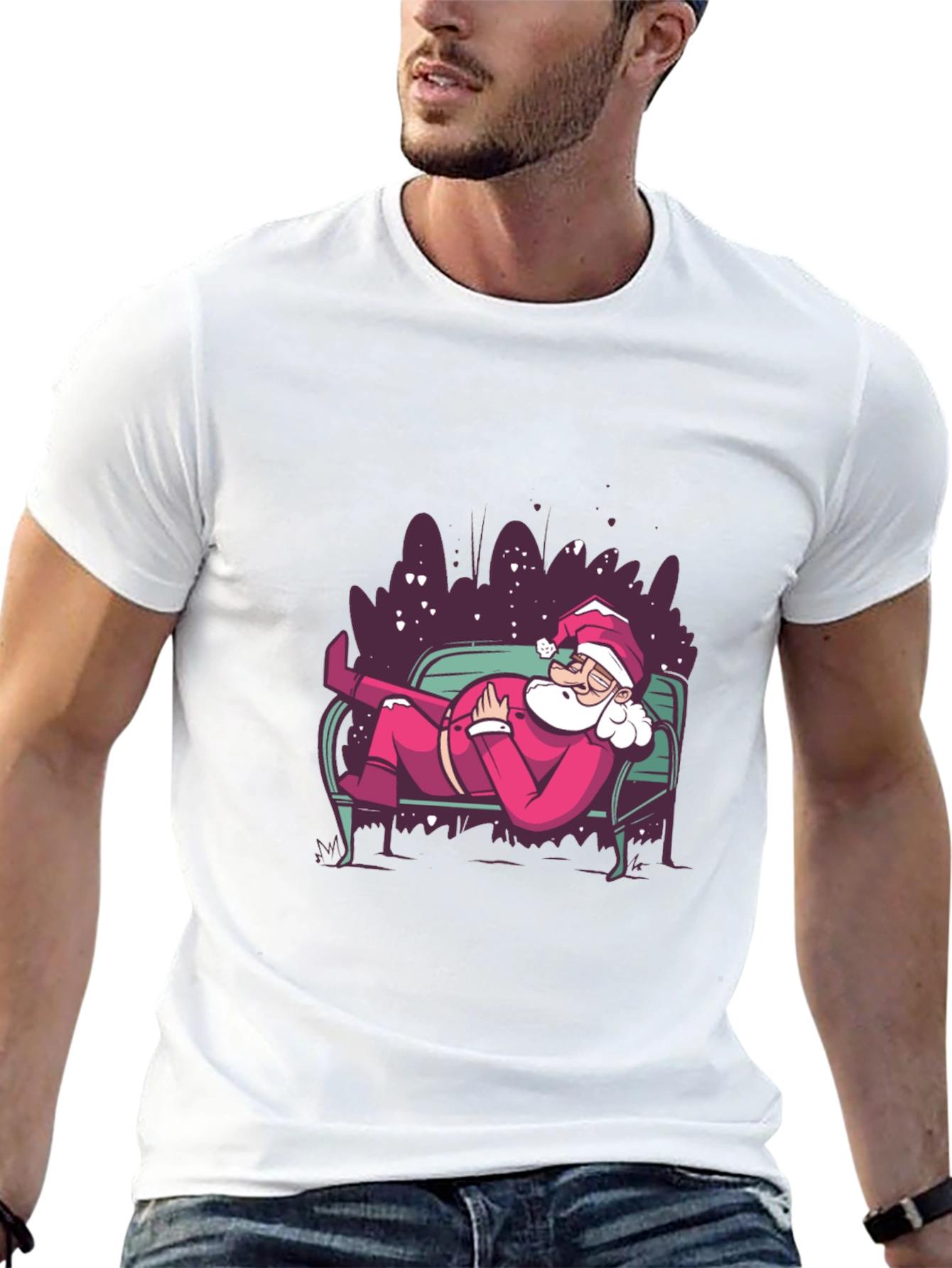 Relaxing Santa Graphic Tee - Holiday Style