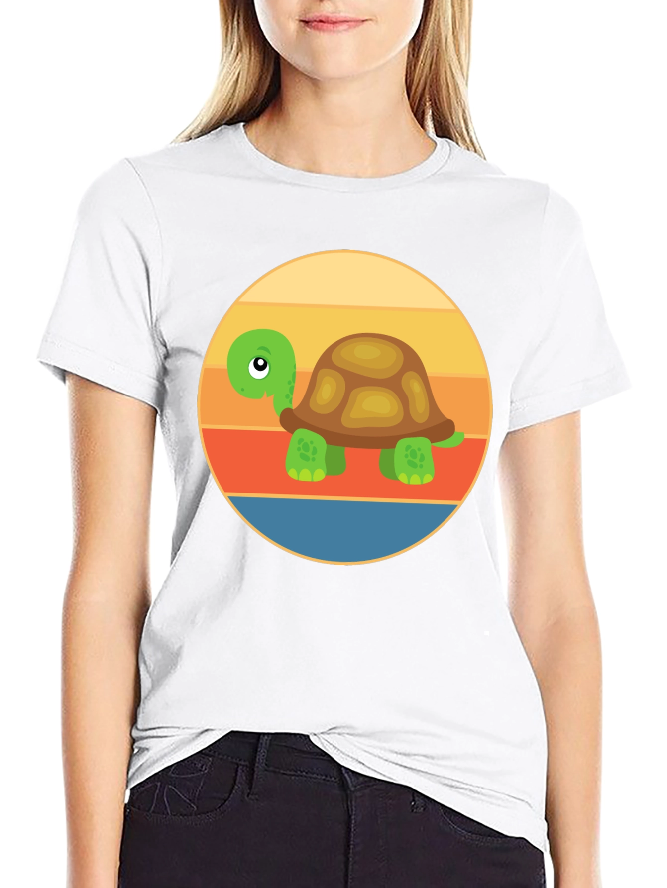 Cartoon Turtle Sunset T-Shirt