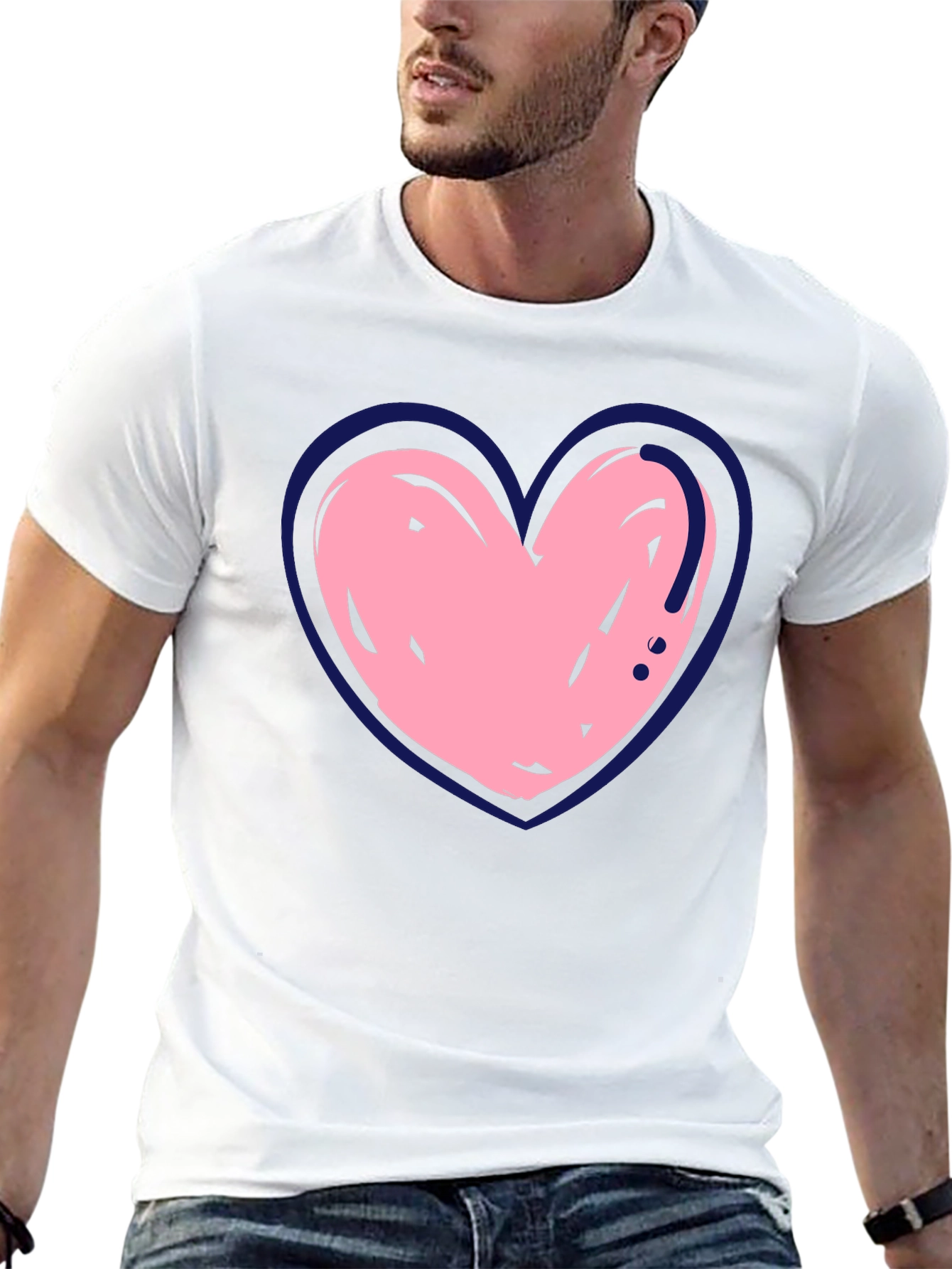 Heart Graphic Print Crew Neck T-Shirt