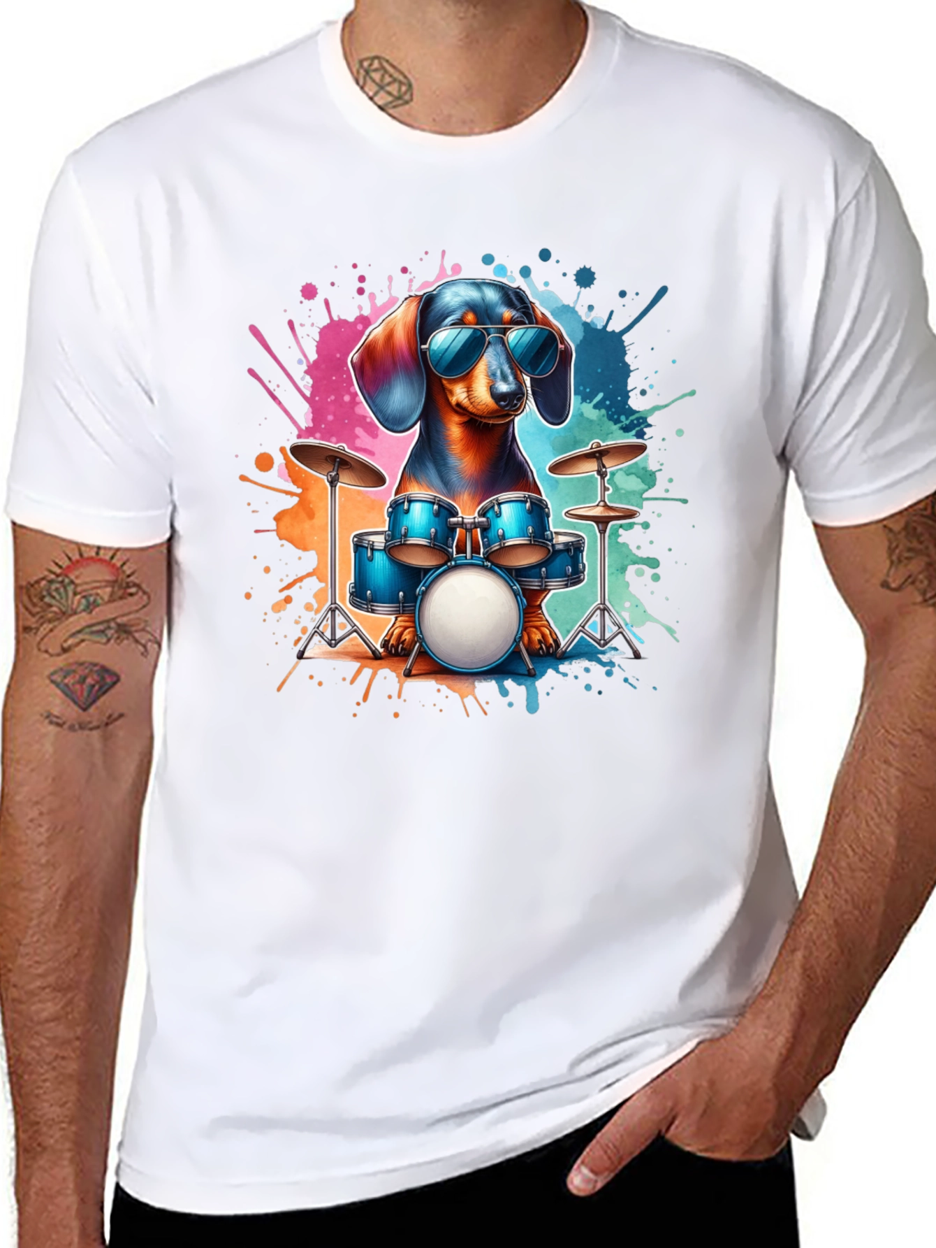 Cool Dachshund Drummer T-Shirt
