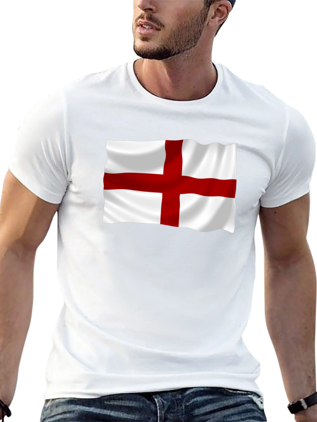 England Flag Graphic T-Shirt - Black Cotton Tee