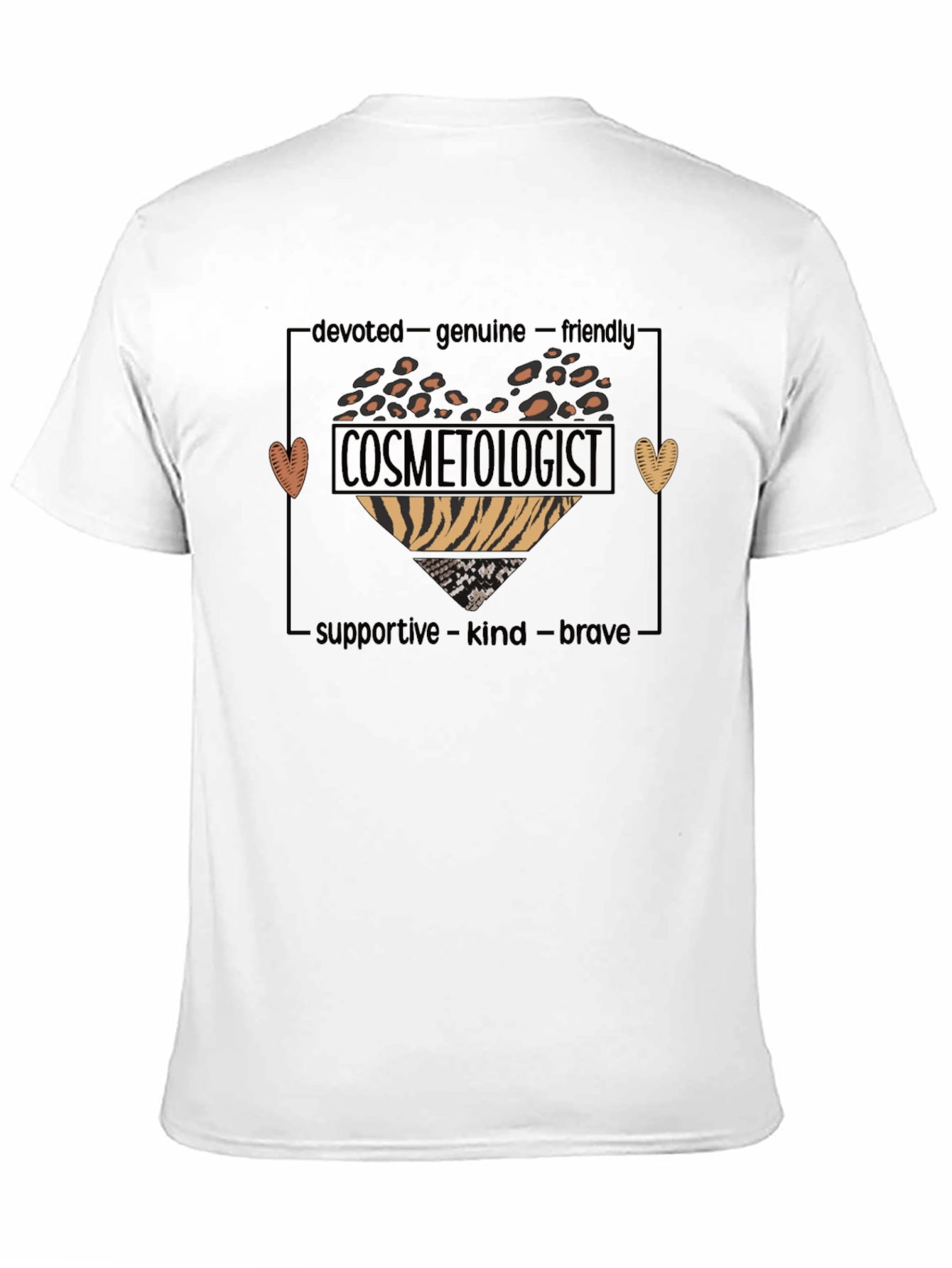 Cosmetologist Heart Graphic T-Shirt - Devoted Genuine & Friendly