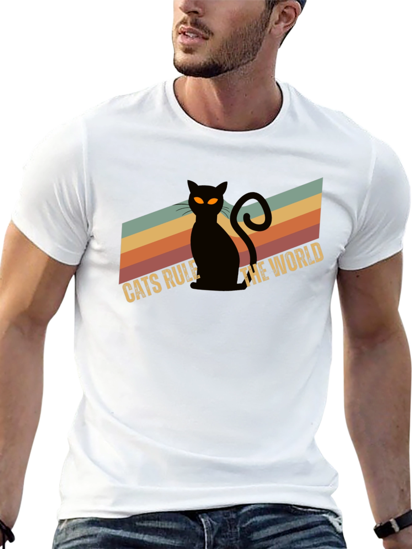 Cats Rule The World Black Graphic Tee