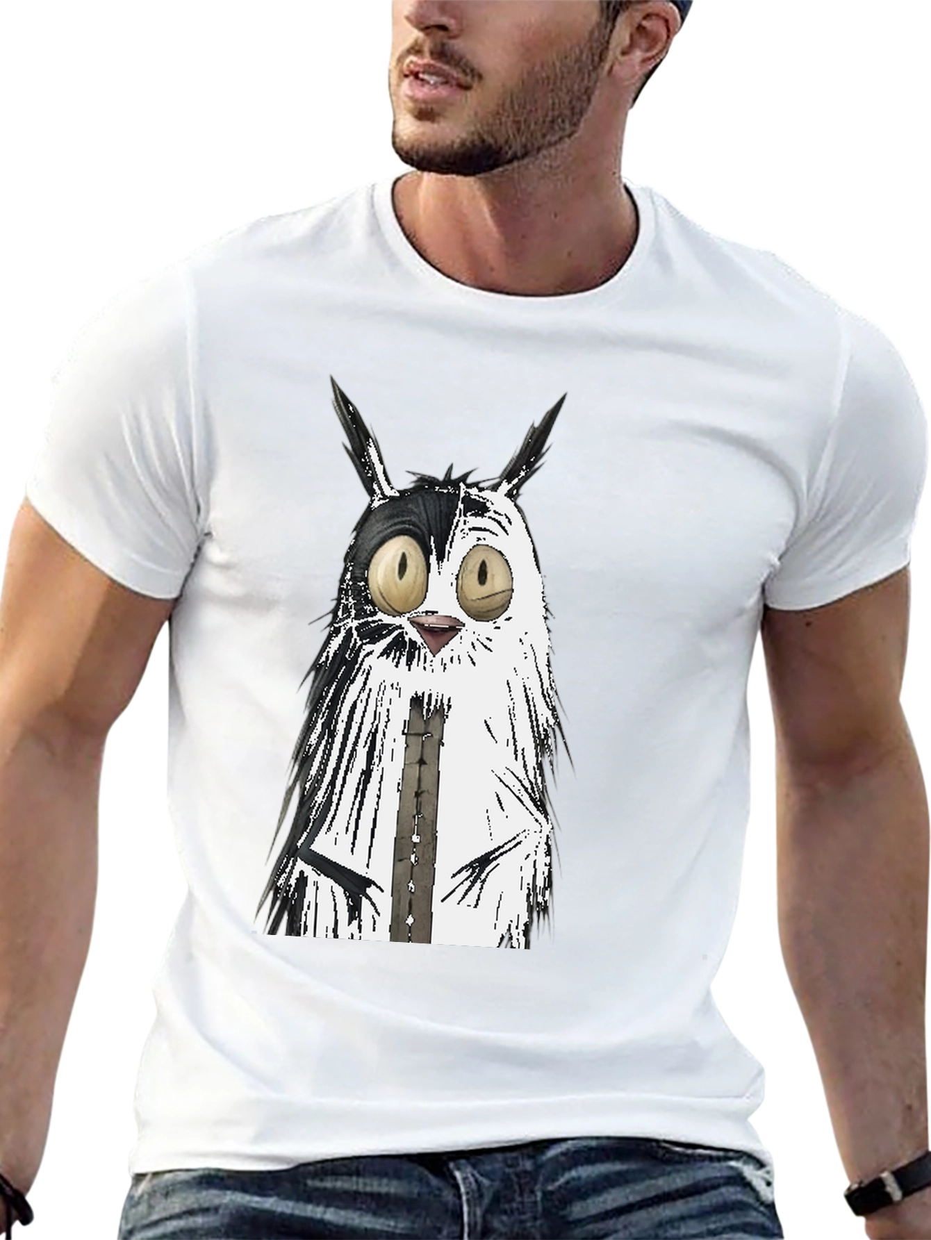 Whimsical Cat Graphic Tee - Unisex Black T-Shirt