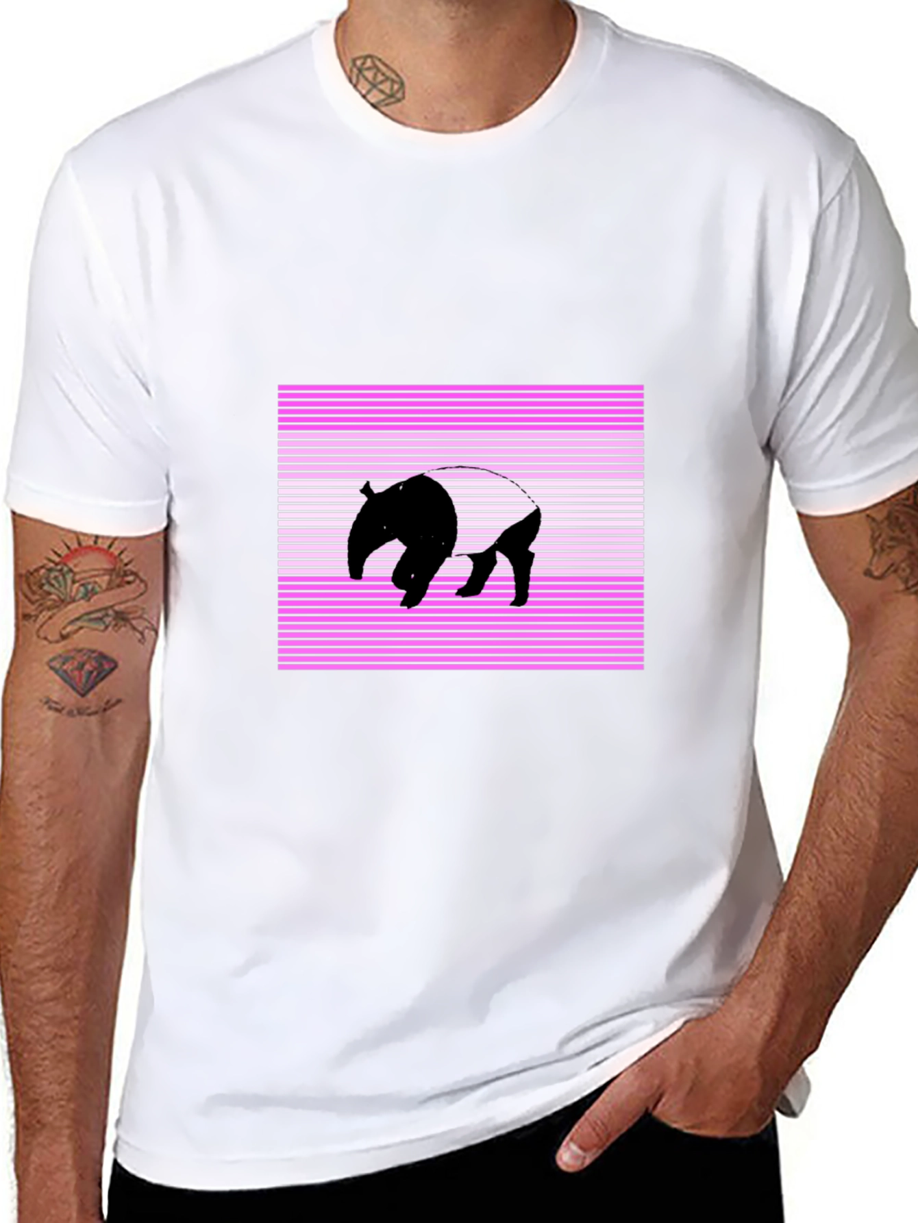 Tapir Silhouette Graphic Tee - Black Crew Neck