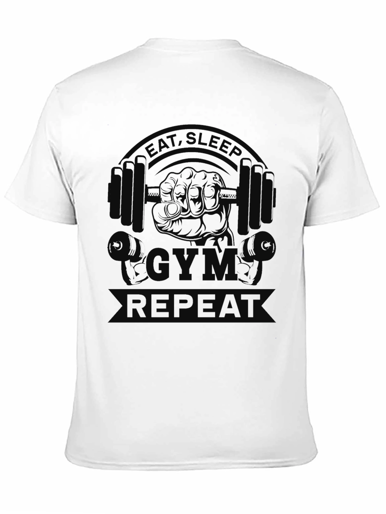 Eat Sleep Gym Repeat T-Shirt - Black Cotton Tee