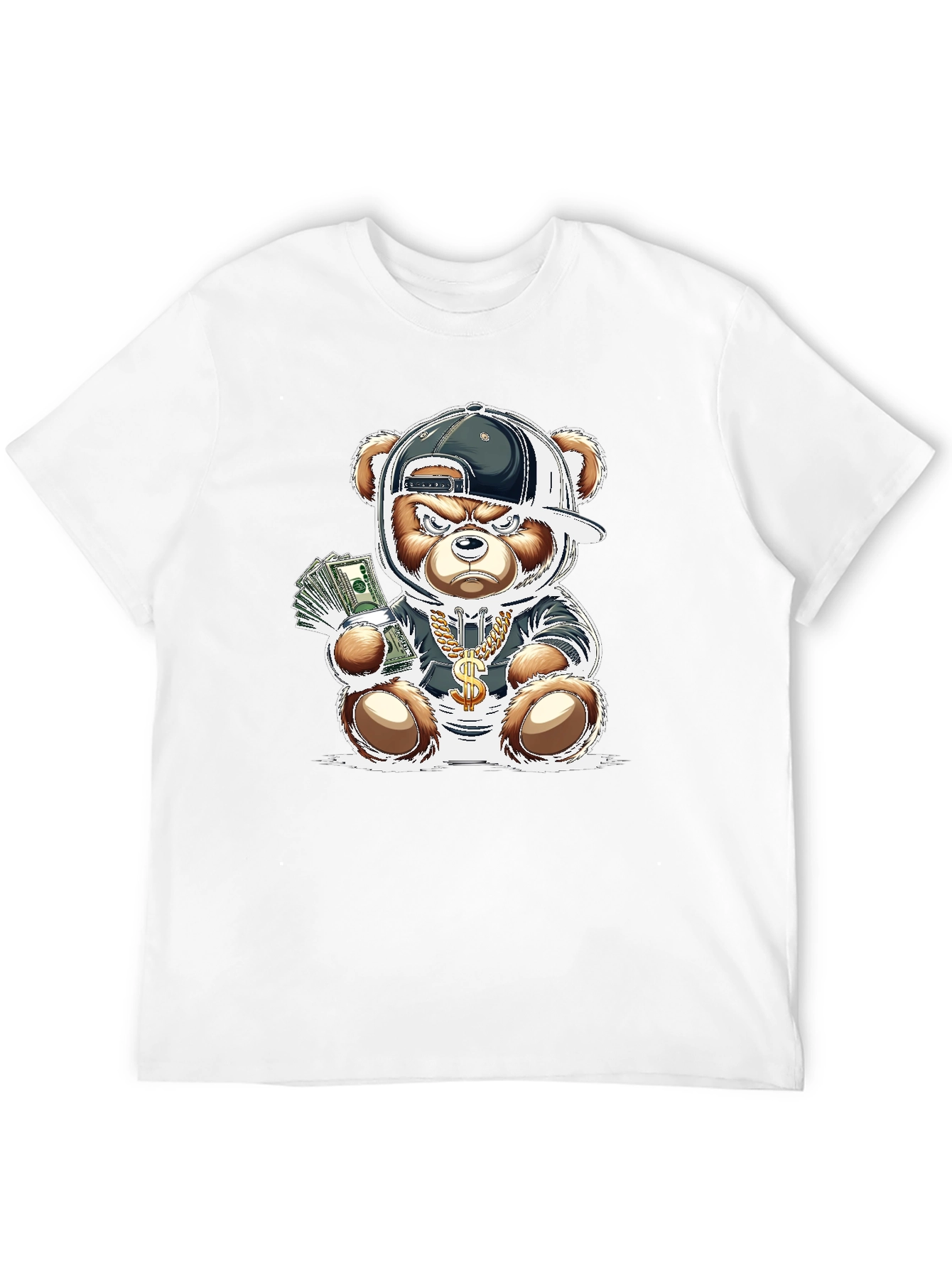 Trendy Teddy Bear Graphic Tee - Black