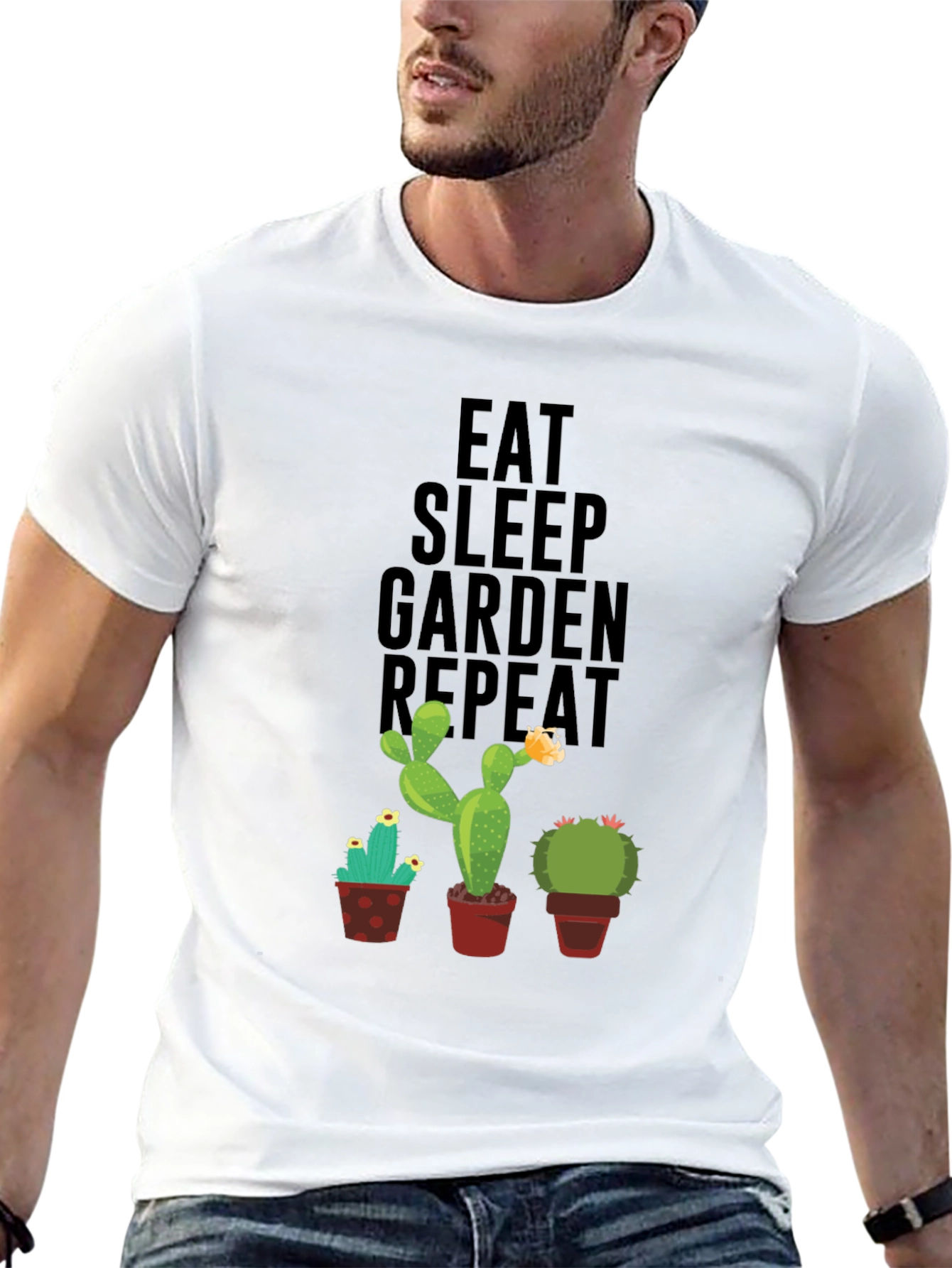 Eat Sleep Garden Repeat Cactus Graphic Tee