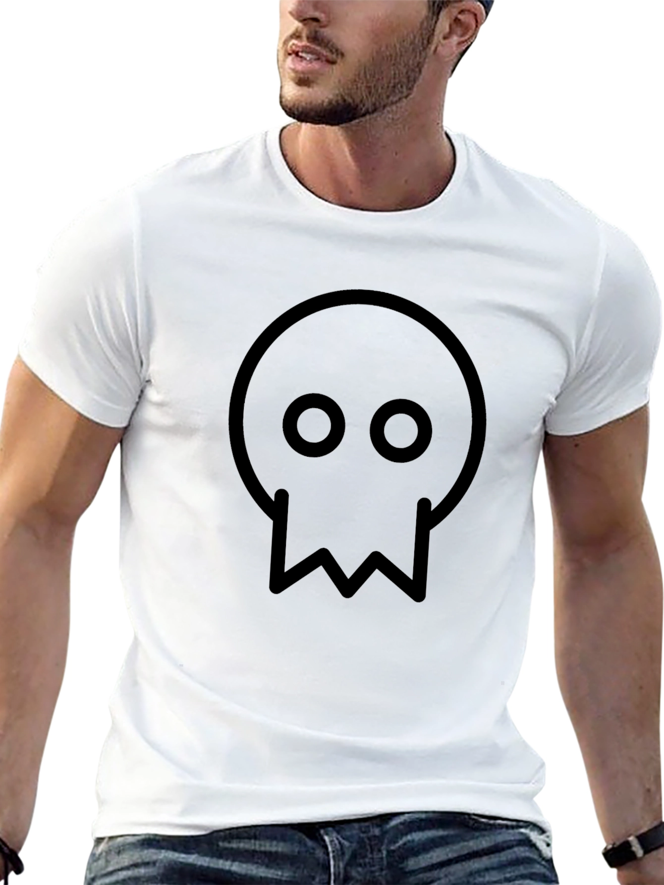 Minimalist Skull Graphic Black T-Shirt
